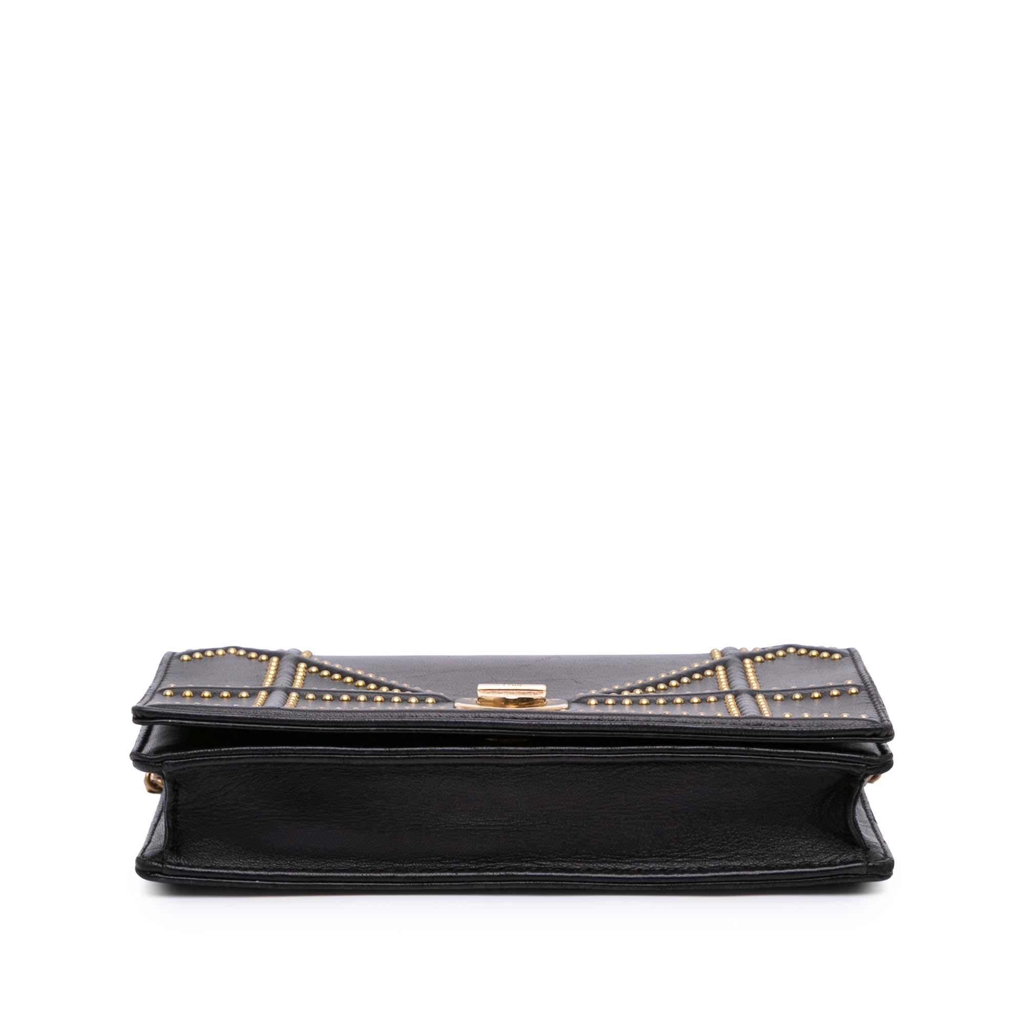 Dior Calfskin Studded Diorama Wallet on Chain