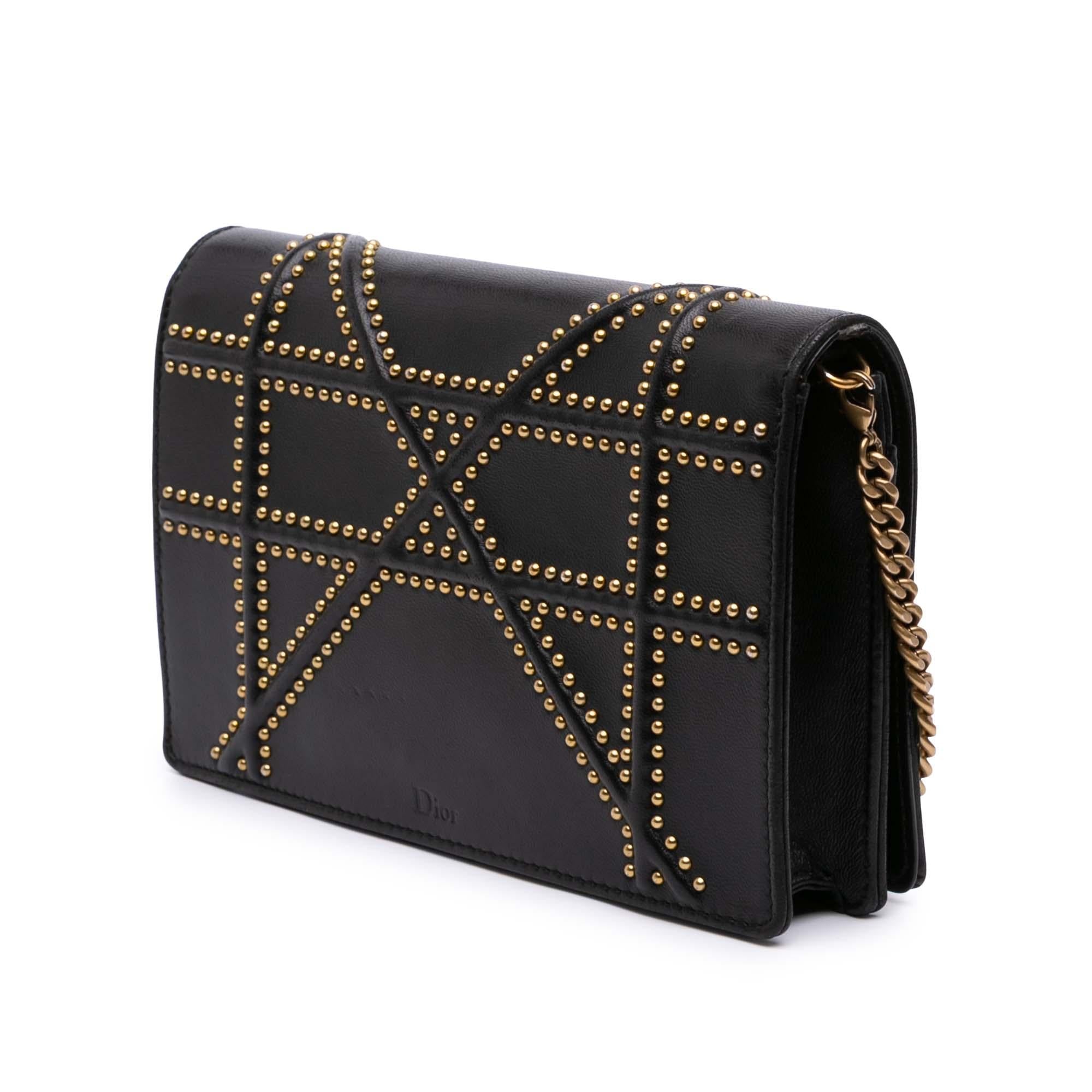 Dior Calfskin Studded Diorama Wallet on Chain