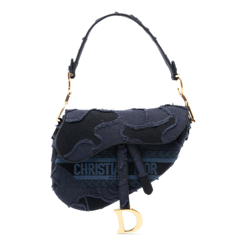 Dior Camouflage Embroidered Canvas Saddle Bag