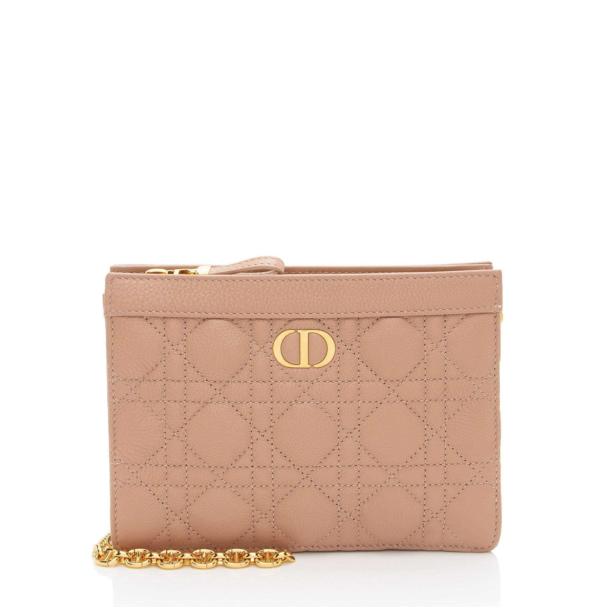 Dior Cannage Calfskin Caro Every Dior Pouch on Chain