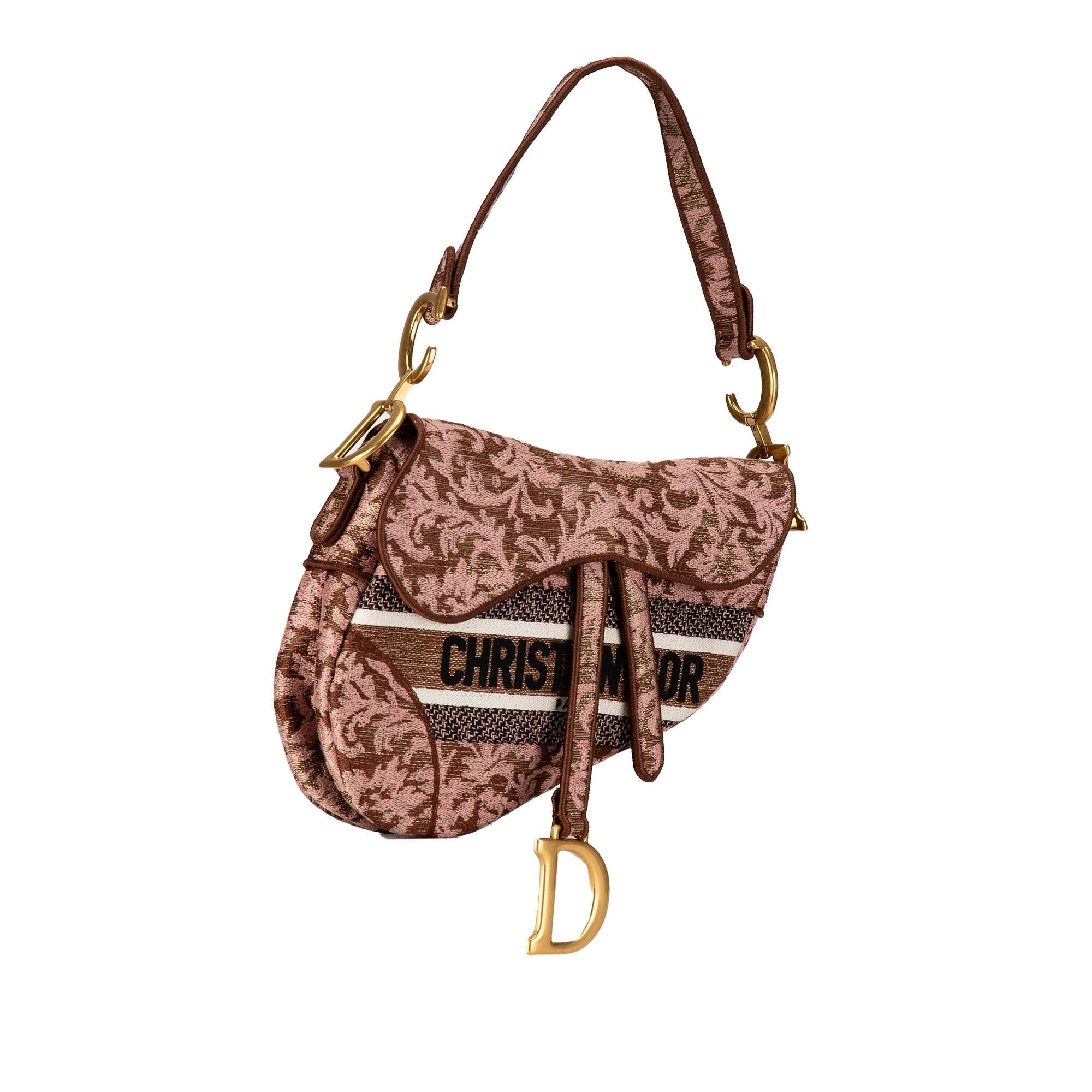 Dior Canvas Embroidered Brocart Saddle Bag (SHG-iyq68f)