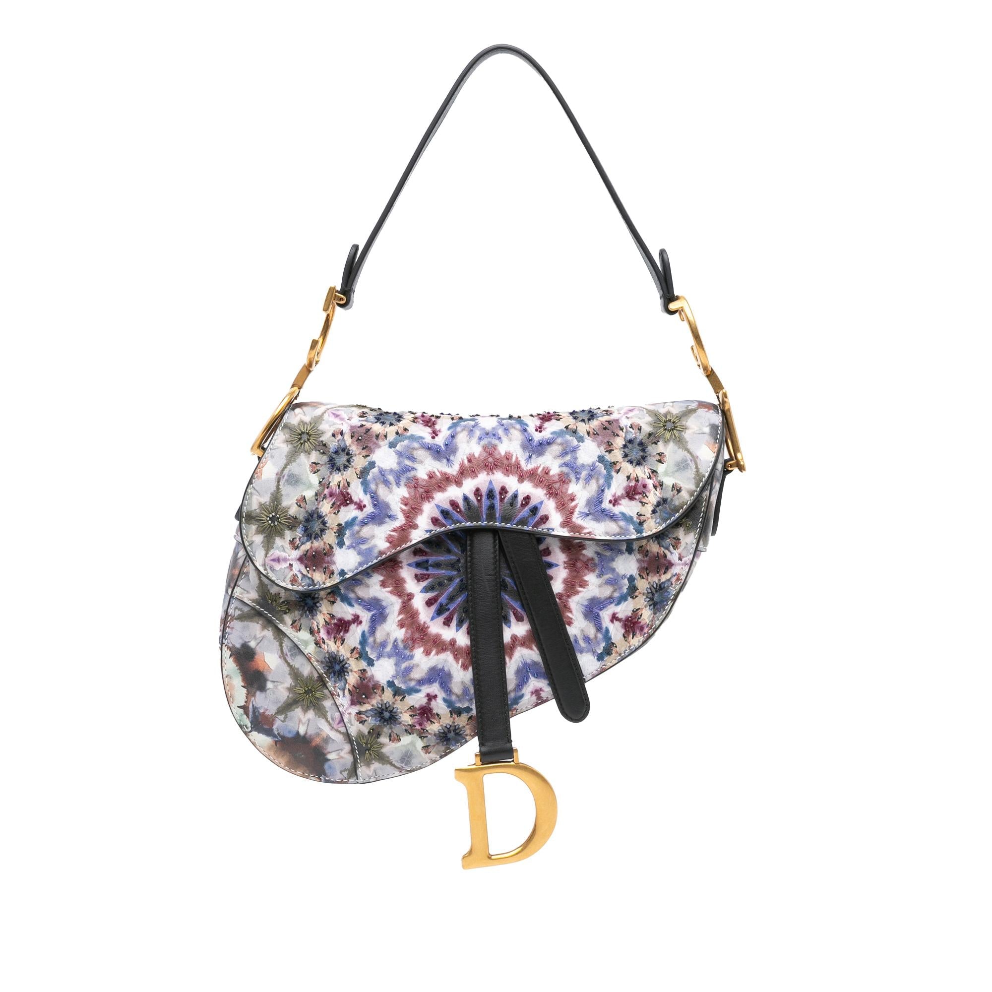 Dior Canvas Embroidered Kaleidiorscopic Saddle Bag