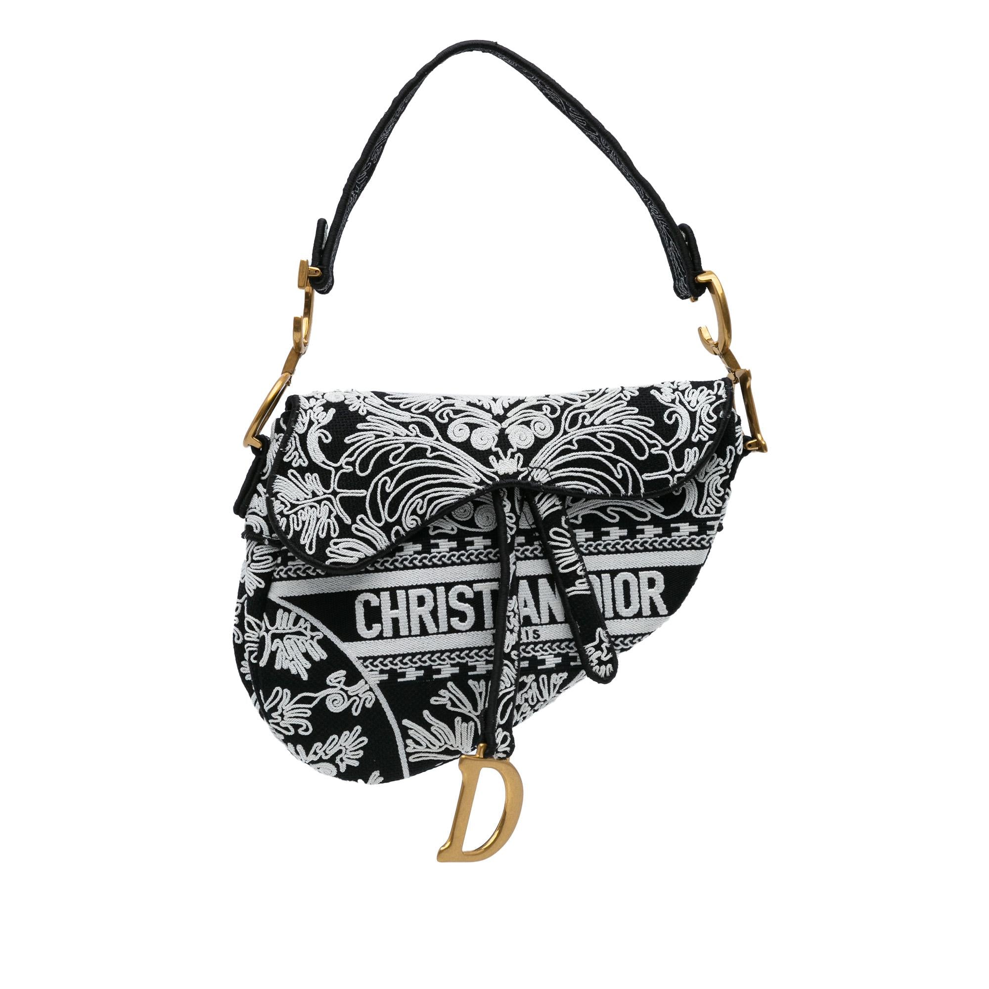 Dior Canvas Embroidered Ornamental Cornely Saddle Bag