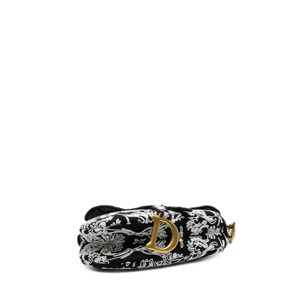Dior Canvas Embroidered Ornamental Cornely Saddle Bag
