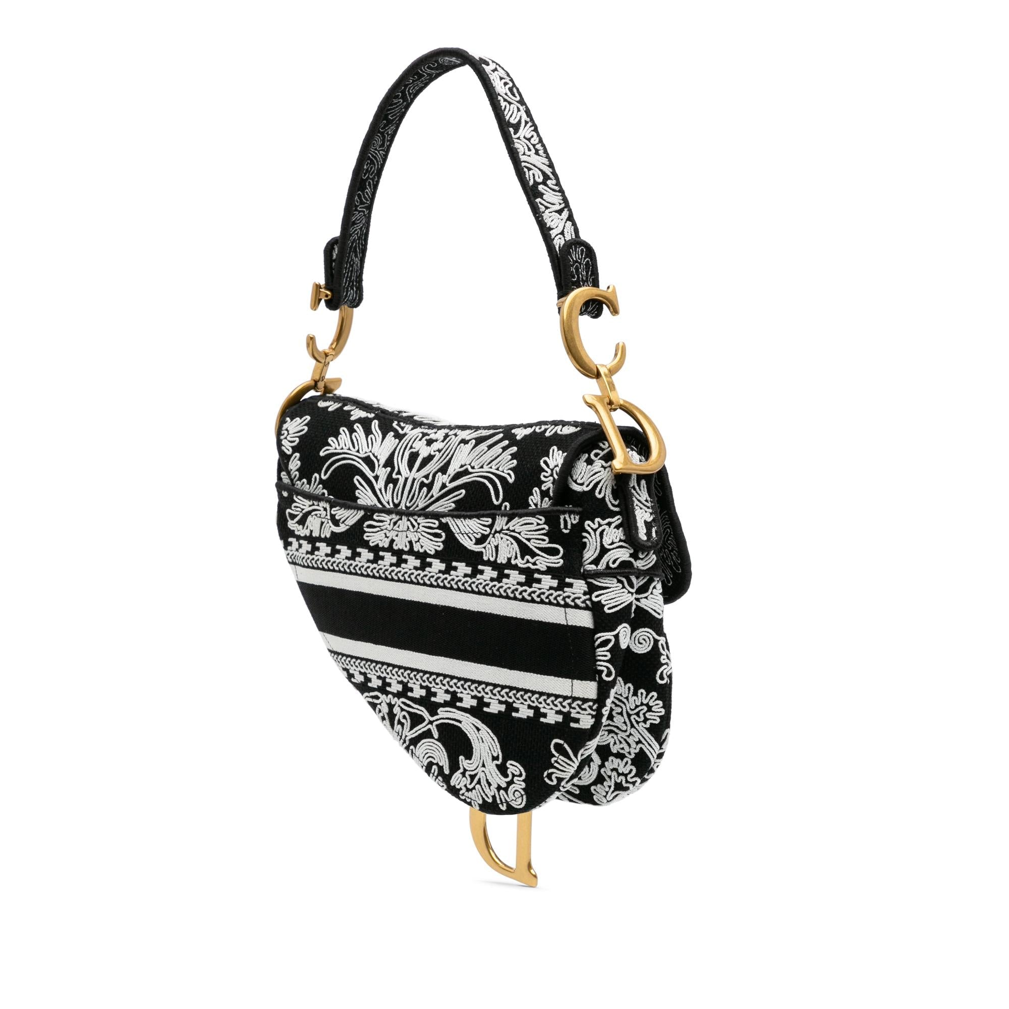 Dior Canvas Embroidered Ornamental Cornely Saddle Bag