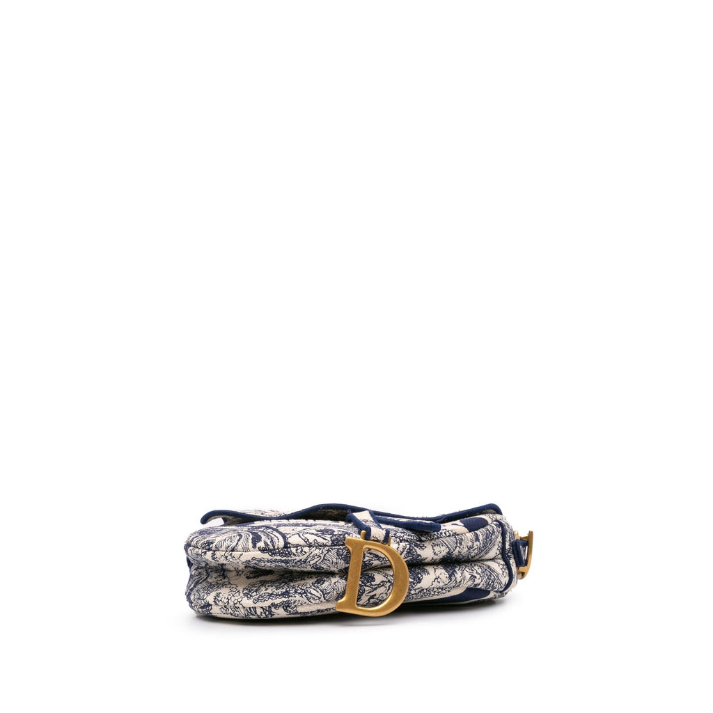 Dior Canvas Embroidered Toile de Jouy Saddle Bag