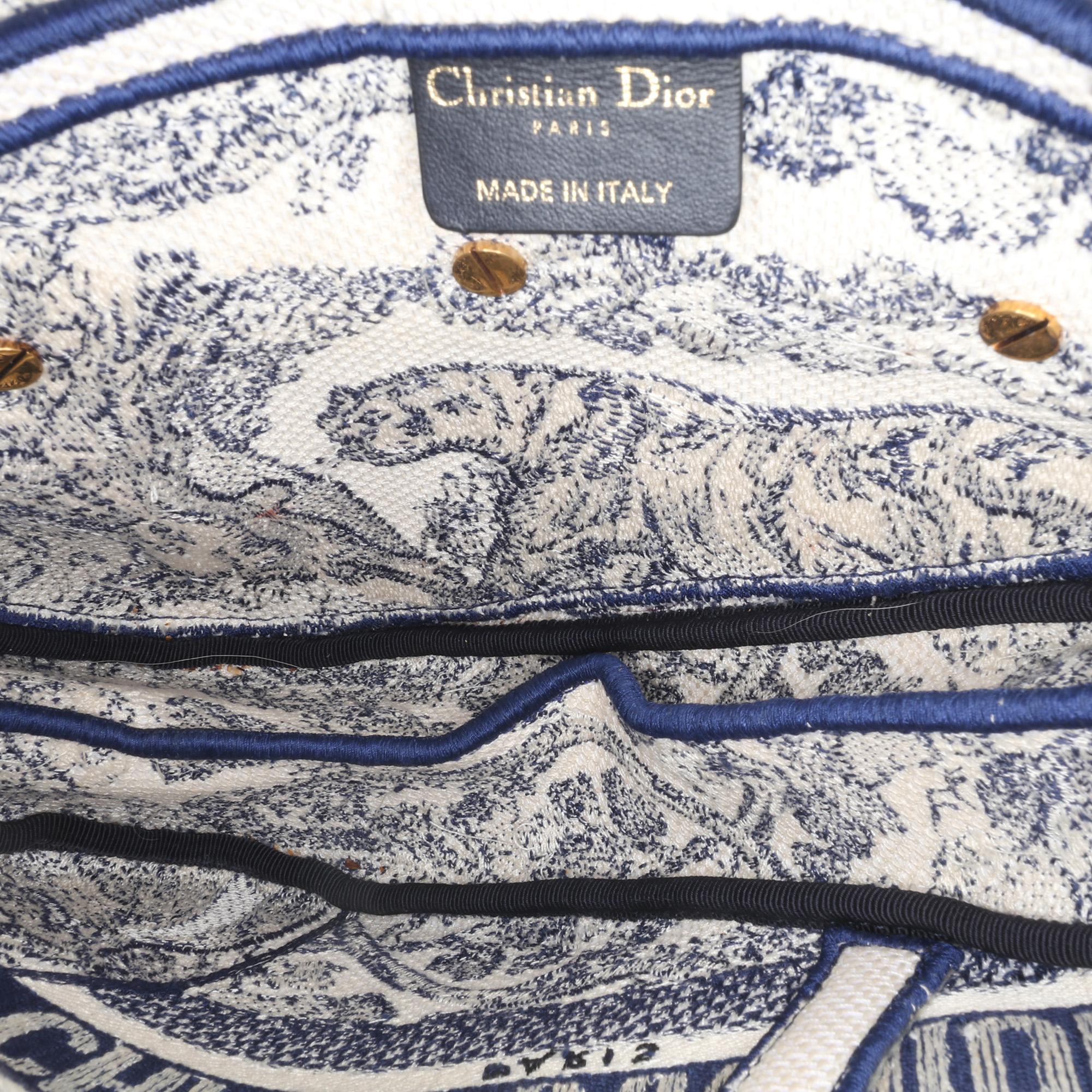 Dior Canvas Embroidered Toile de Jouy Saddle Bag