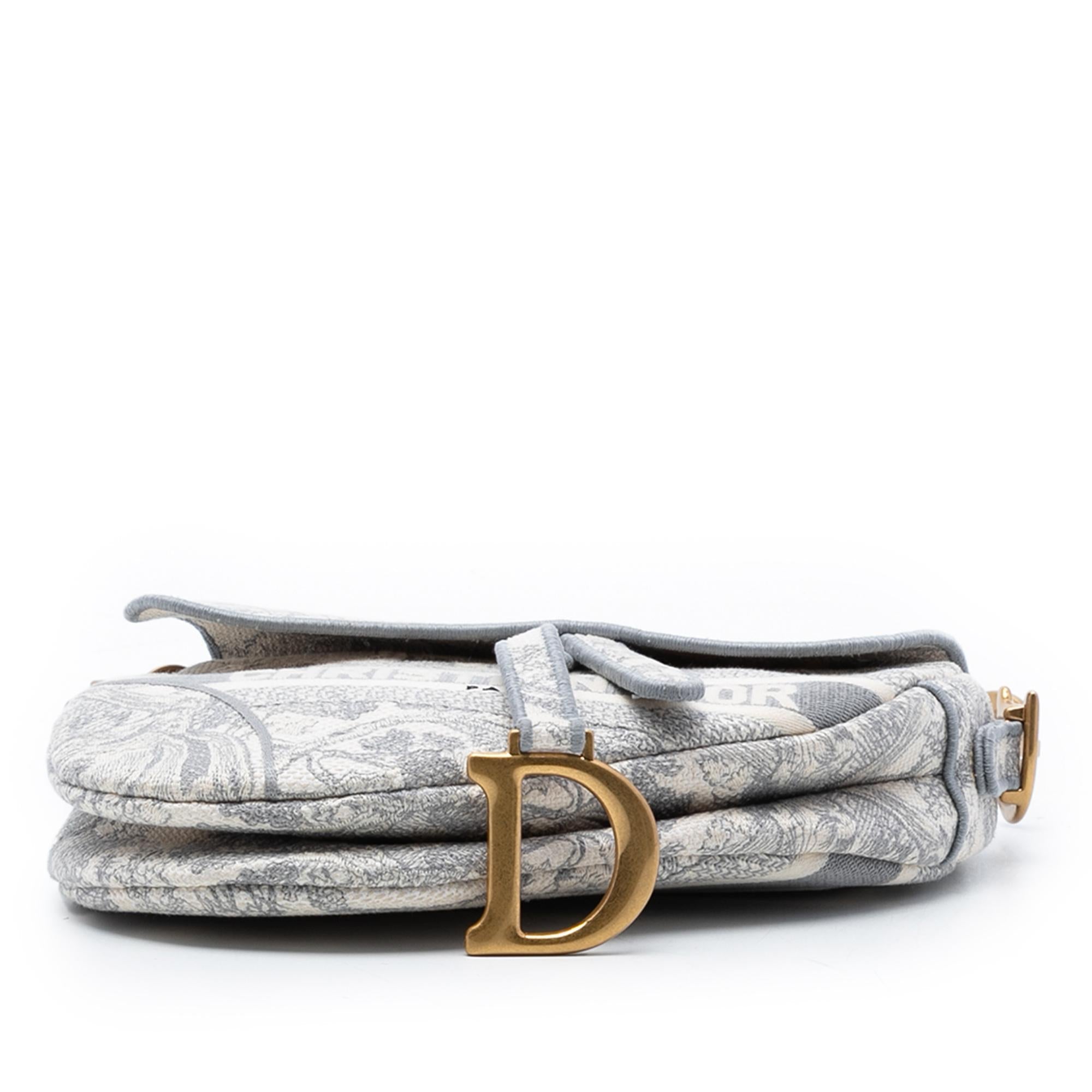 Dior Canvas Embroidered Toile de Jouy Saddle Bag