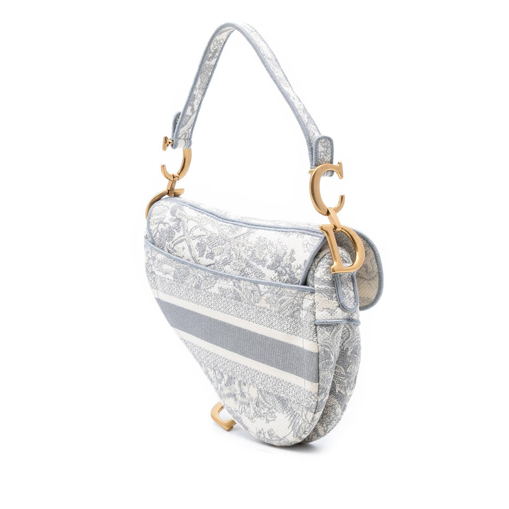 Dior Canvas Embroidered Toile de Jouy Saddle Bag