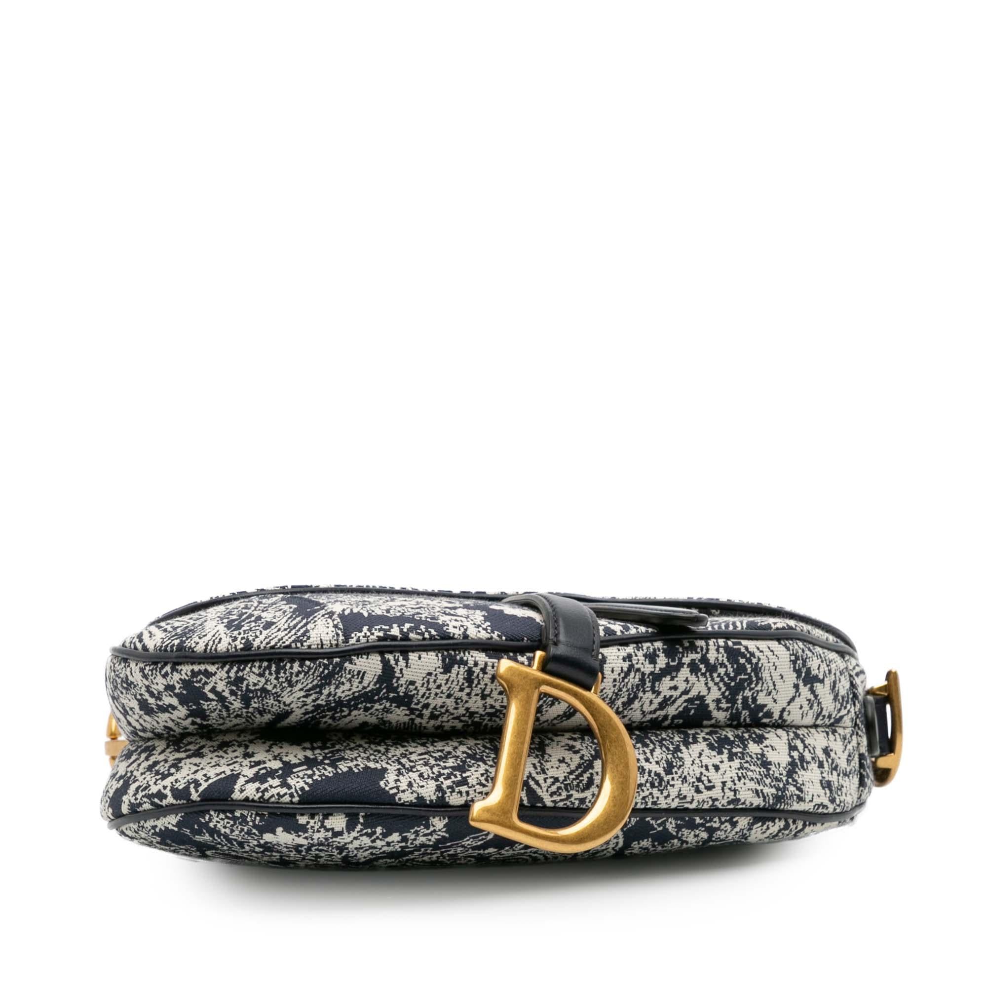 Dior Canvas Reverse Embroidered Toile De Jouy Saddle Bag