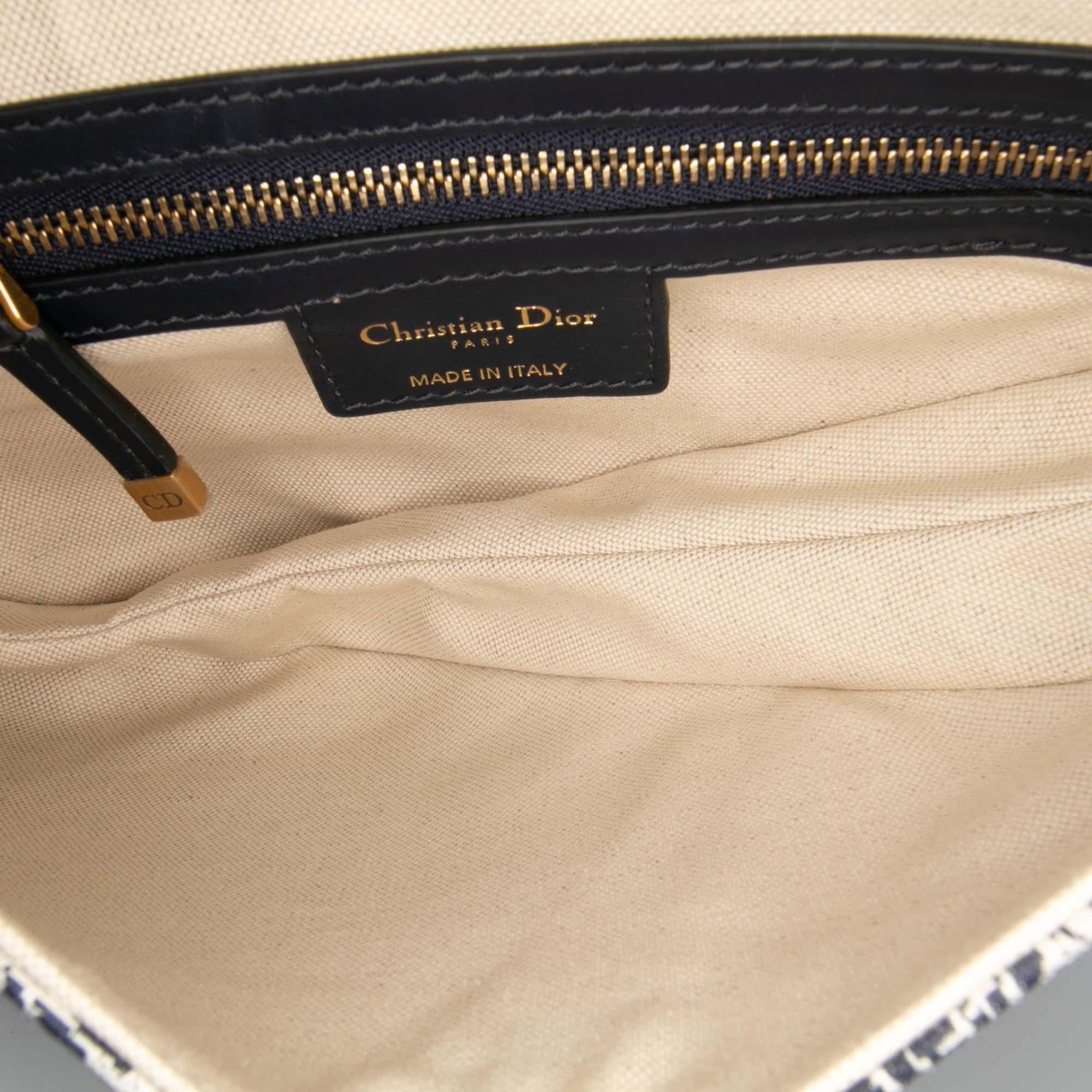 Dior Canvas Reverse Embroidered Toile De Jouy Saddle Bag