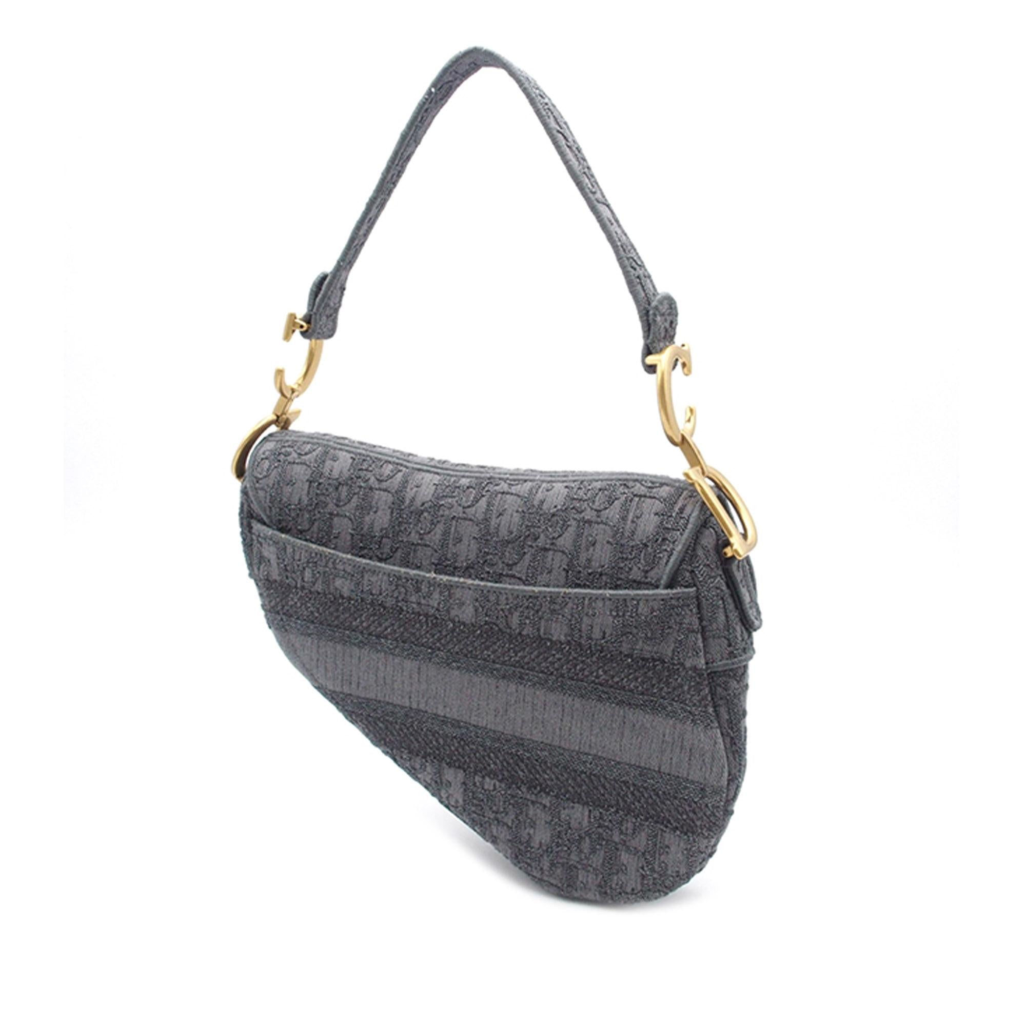 Dior Classic Oblique Canvas Embroidered Saddle Bag (SHG-B83Oth)