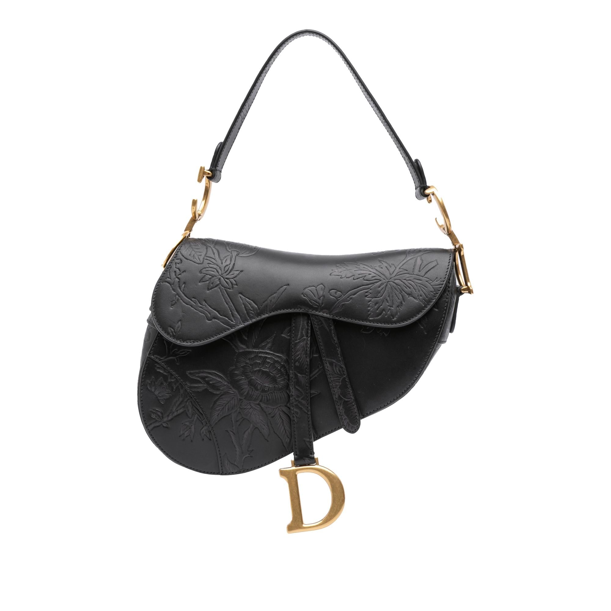Dior Embossed Calfskin Jardin Botanique Saddle Bag