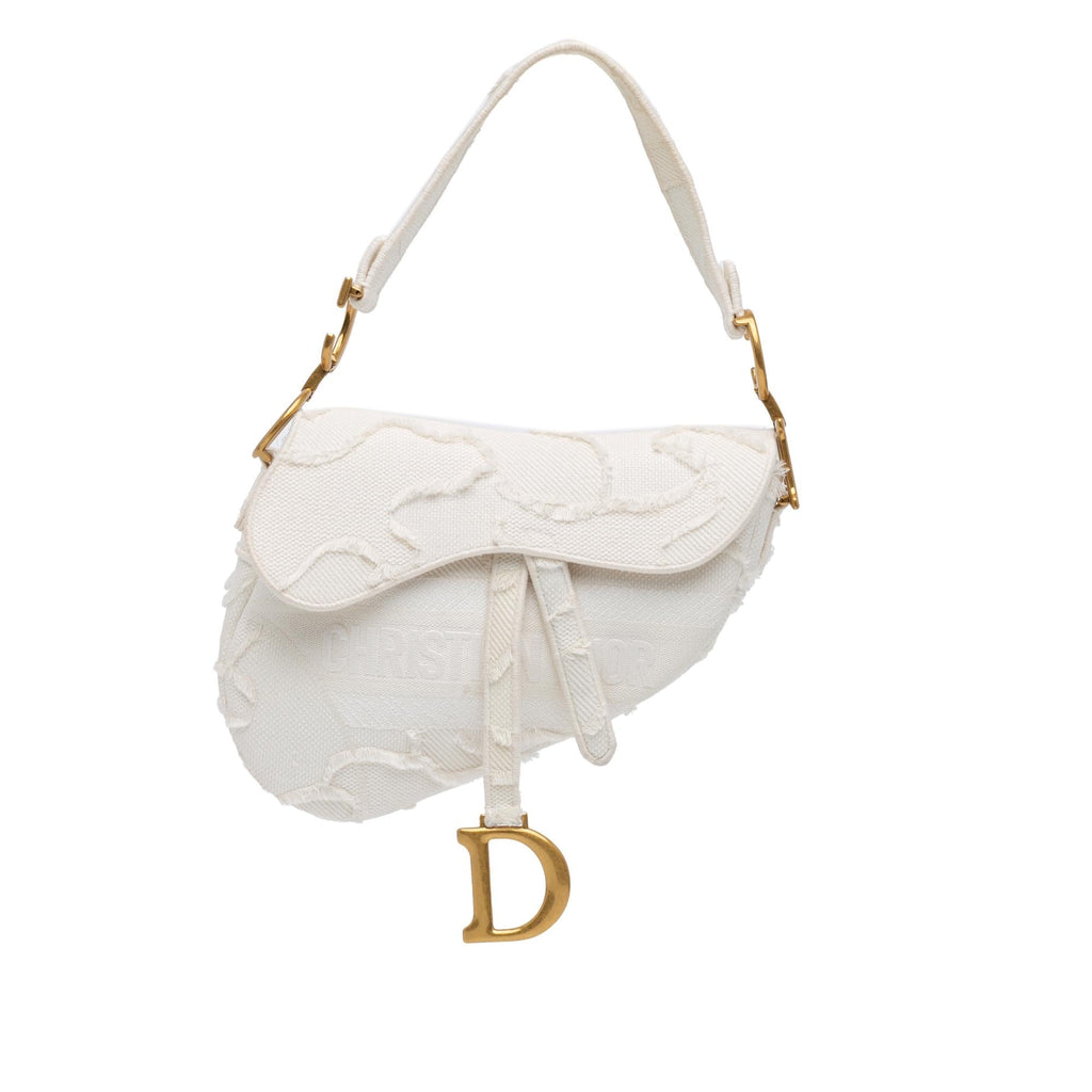 Dior Embroidered Canvas Camouflage Saddle Bag