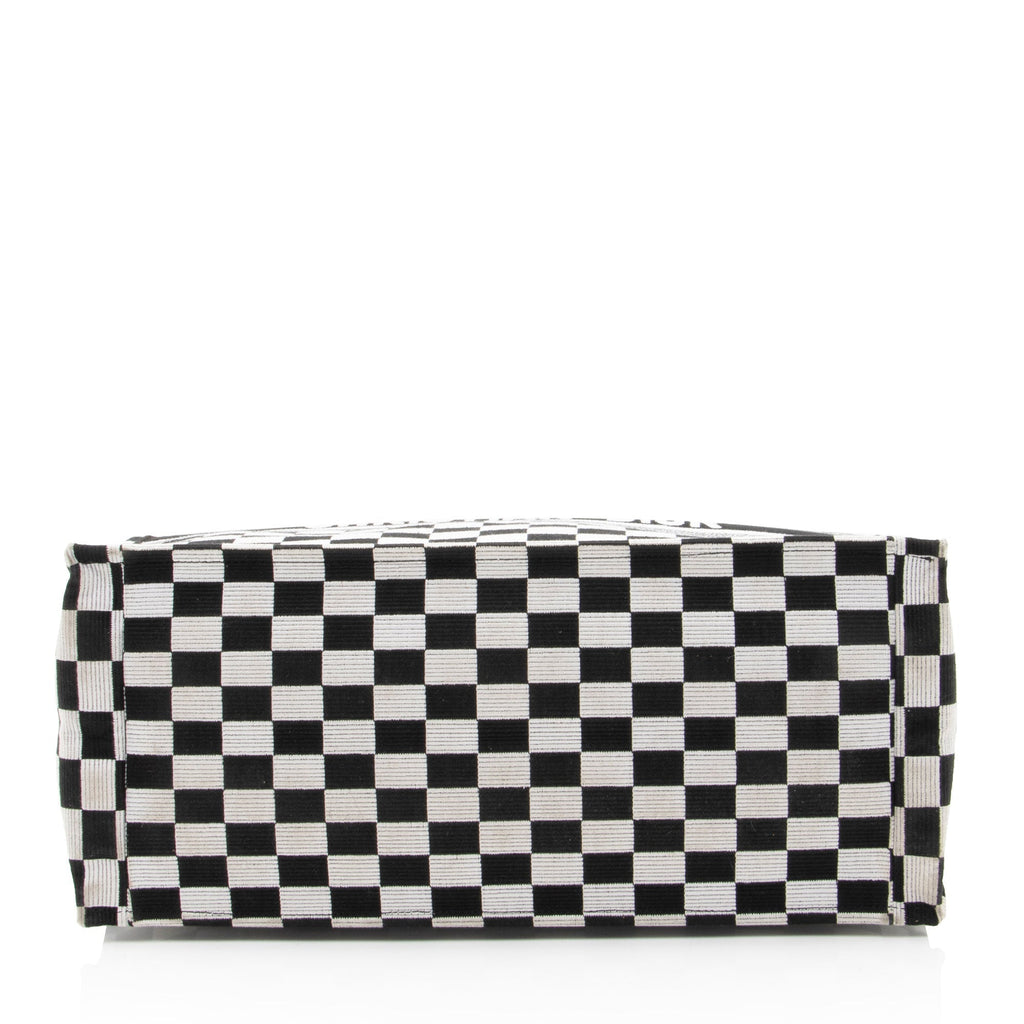 Dior Embroidered Canvas Checkered Book Tote