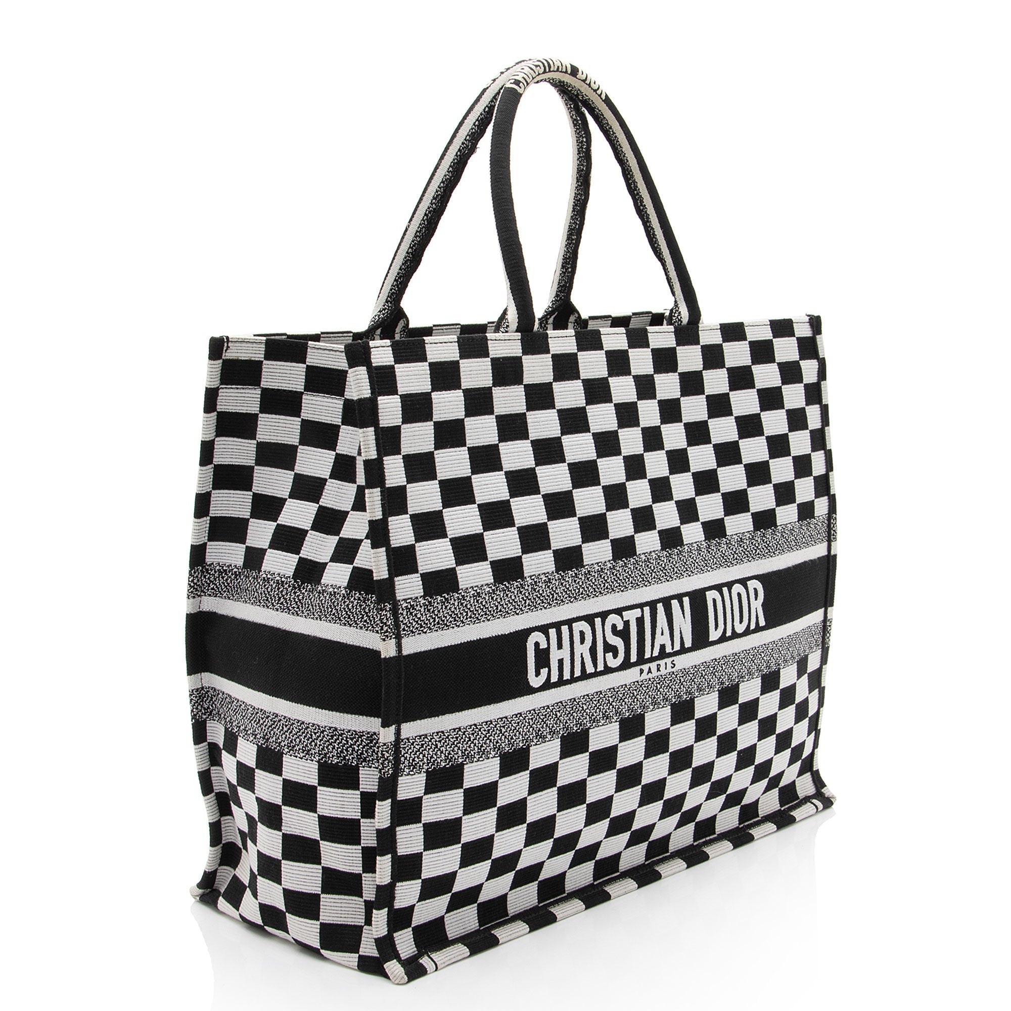 Dior Embroidered Canvas Checkered Book Tote