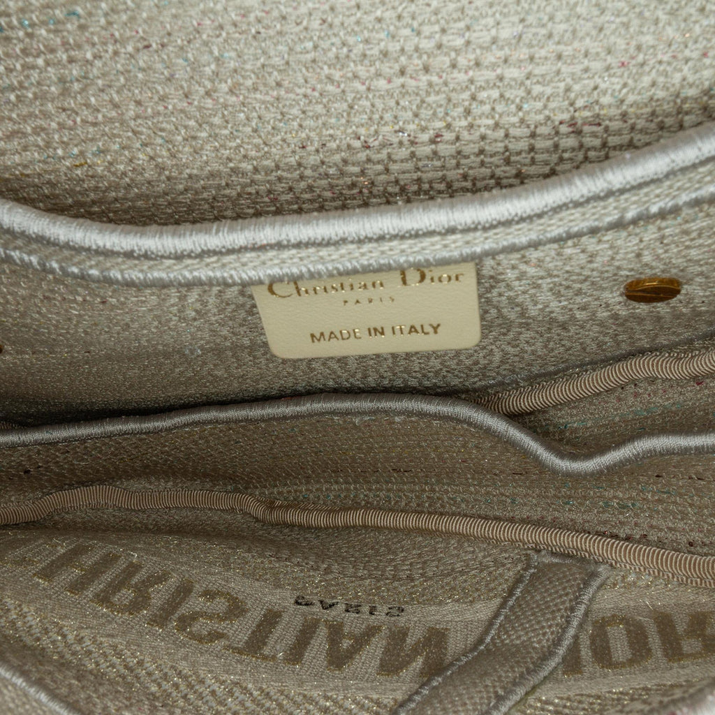 Dior Embroidered Canvas Stripes Saddle Bag