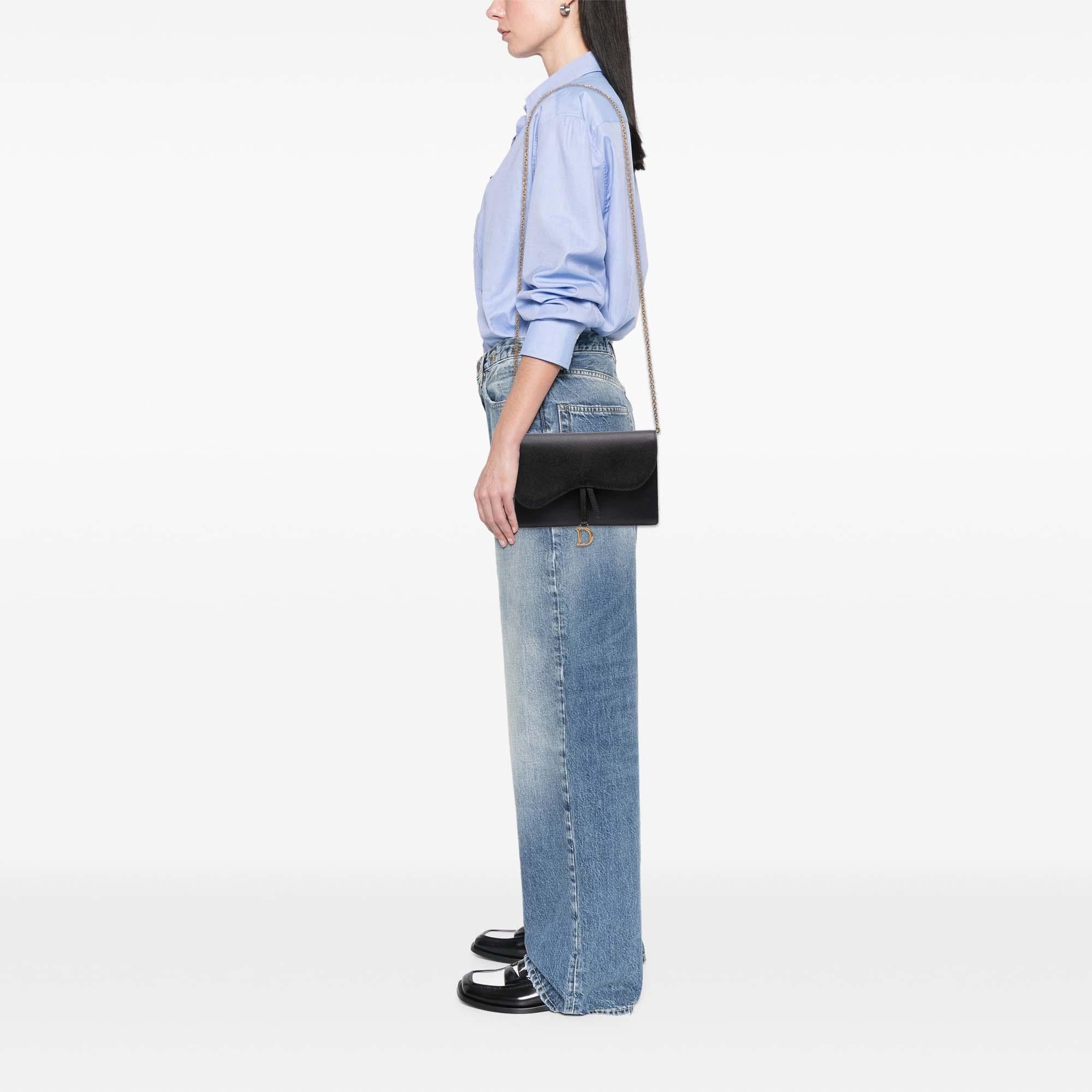 Dior Grained Calfskin Saddle Chain Pouch