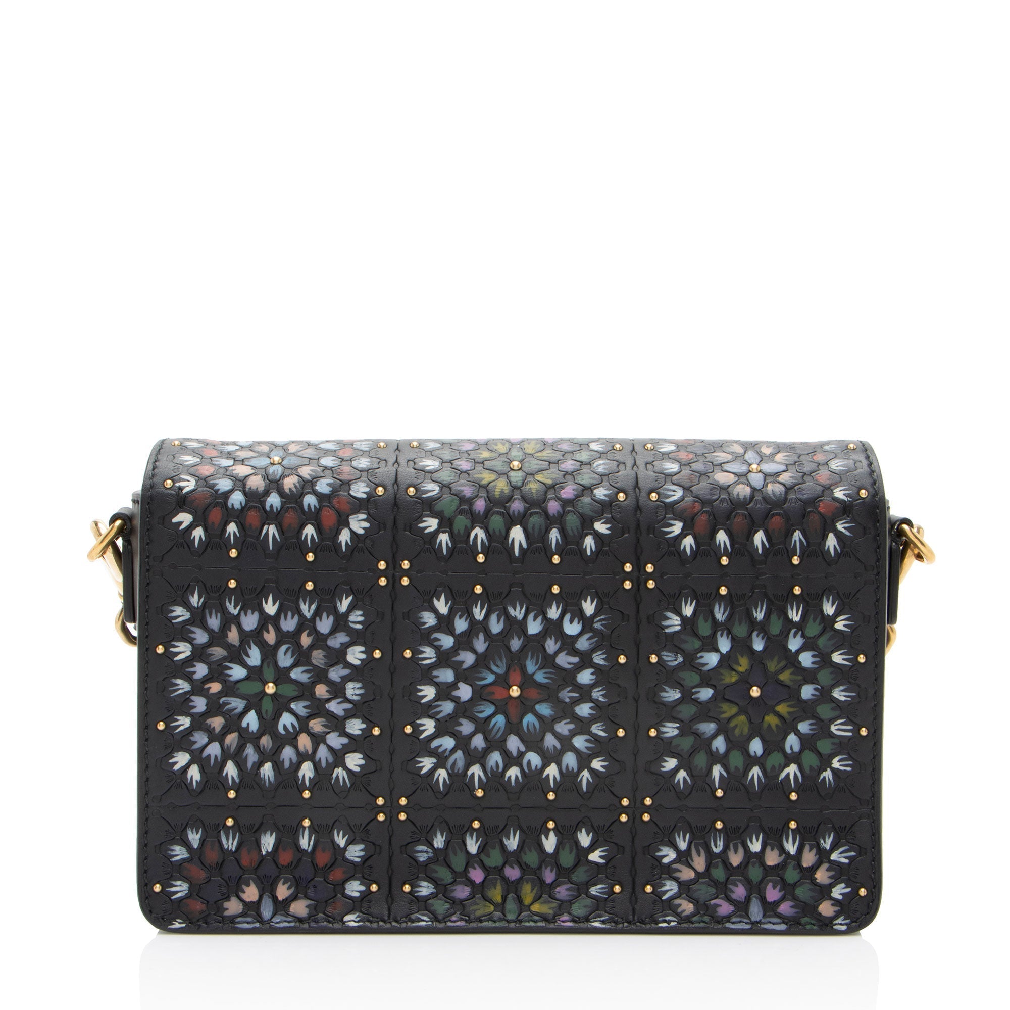 Dior Grained Calfskin Studded Floral Dio(r)evolution Flap Bag (SHF-yW1Jb4)