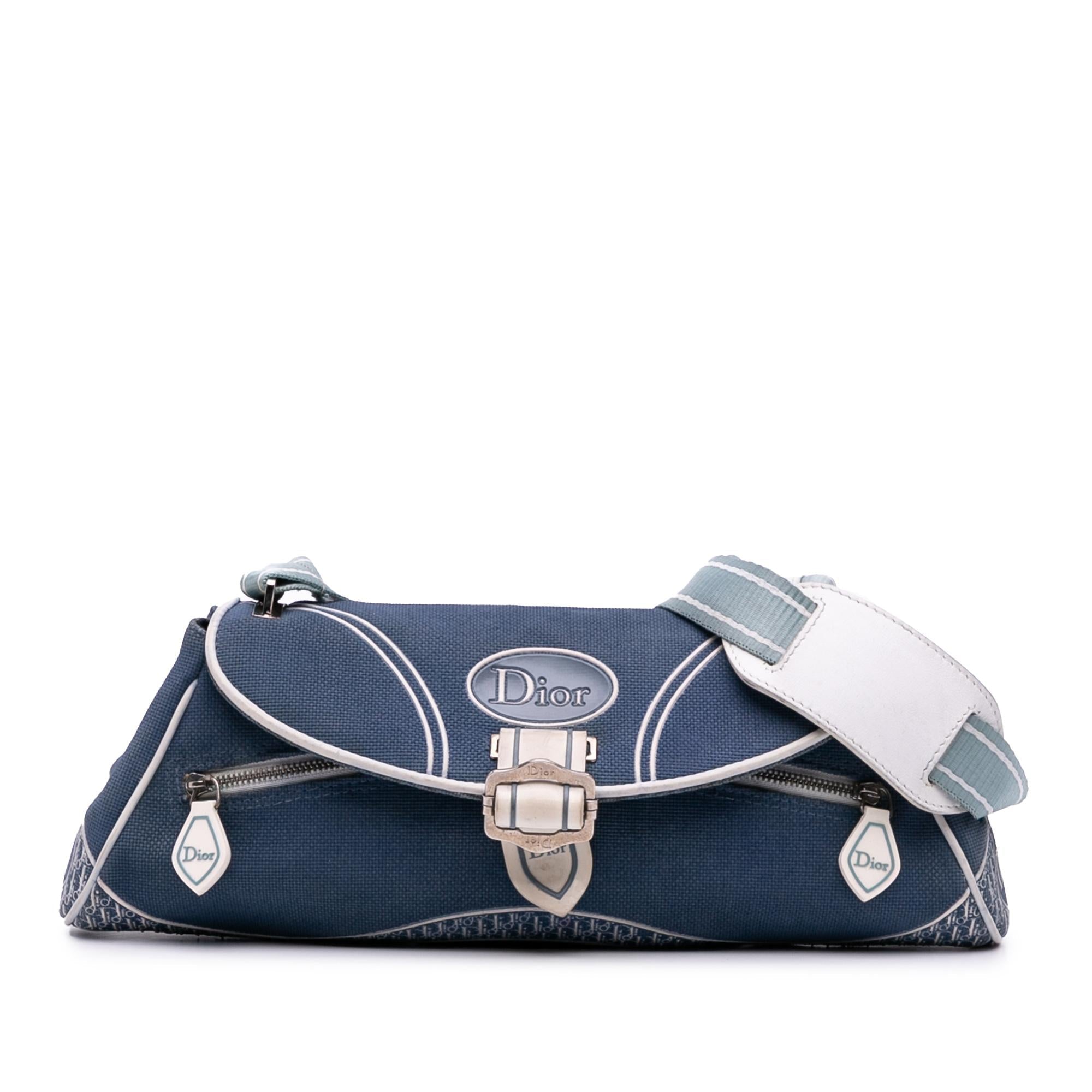 Dior John Galliano Diorissimo Trimmed Canvas Shoulder Bag