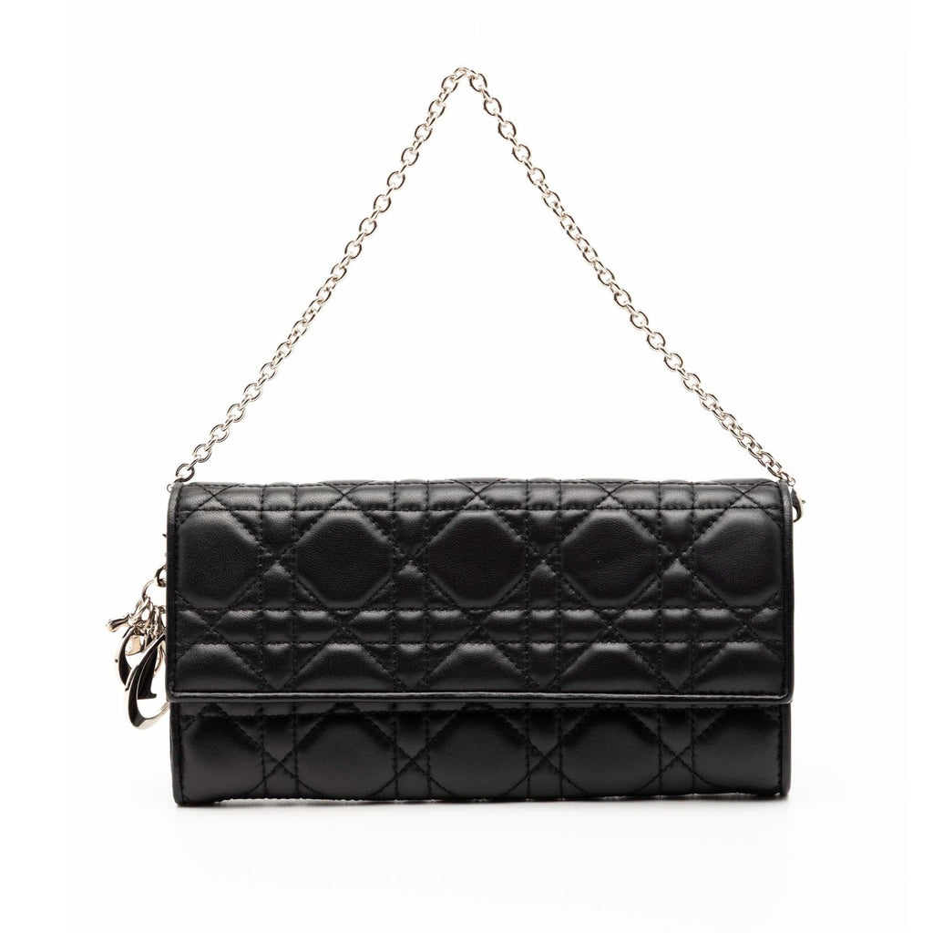 Dior Lambskin Cannage Lady Dior Wallet On Chain