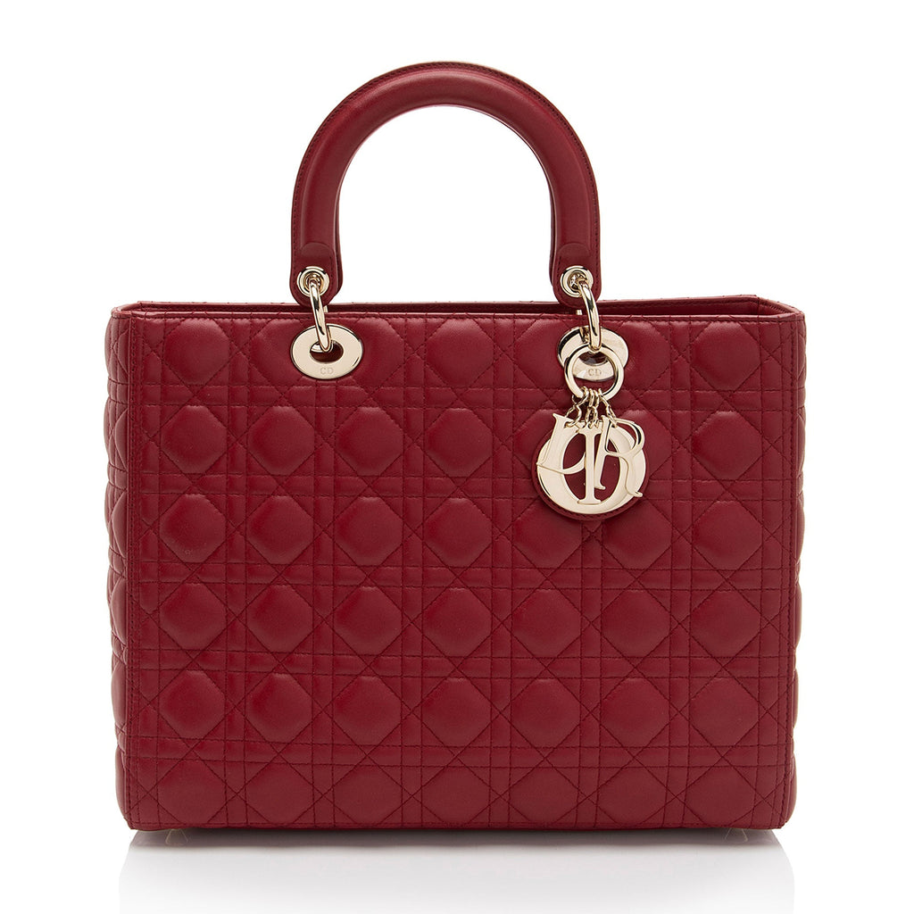 Dior Lambskin Lady Dior Large Tote (SHF-QajY9m)