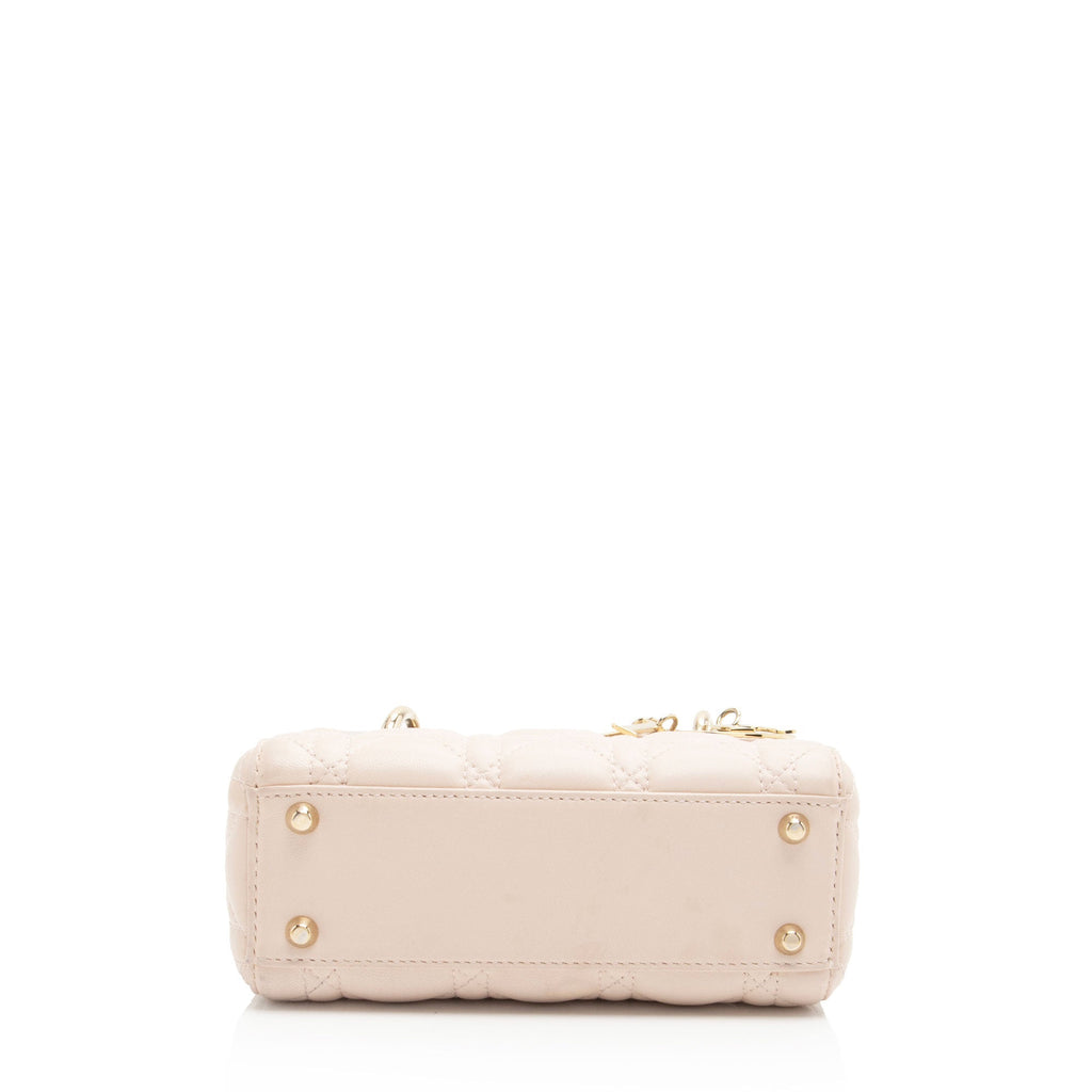 Dior Lambskin Lady Dior Mini Tote (SHF-TFr3Vt)