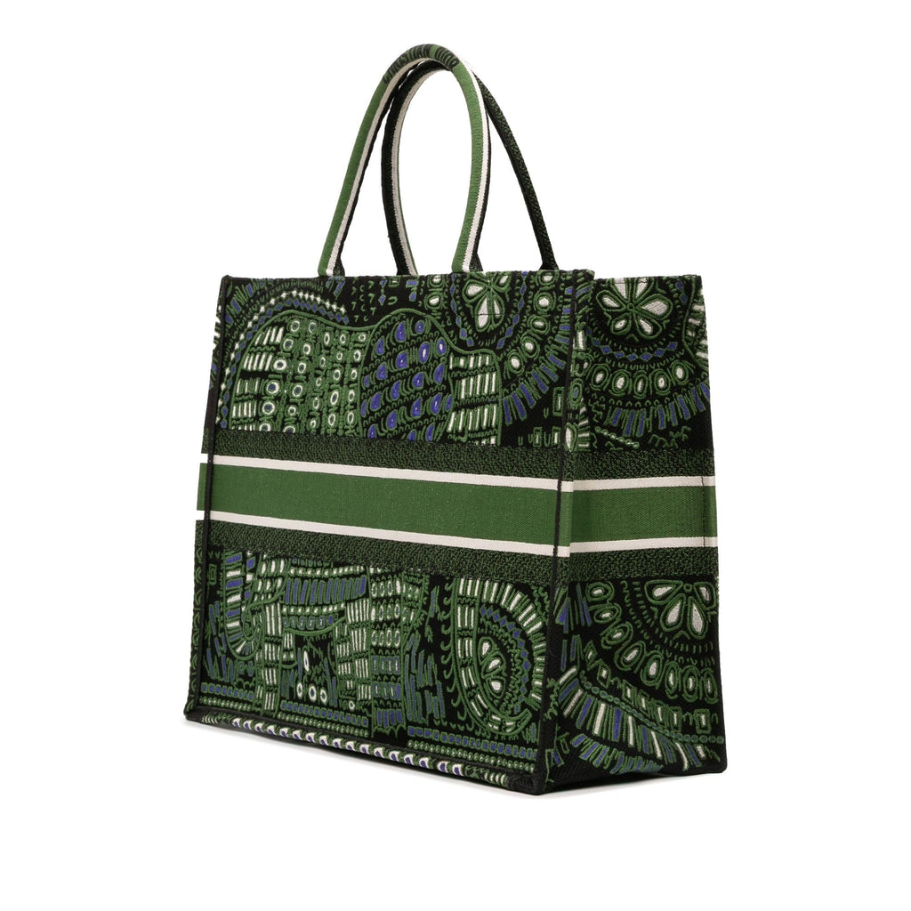 Dior Large Canvas Embroidered Elephant Book Tote