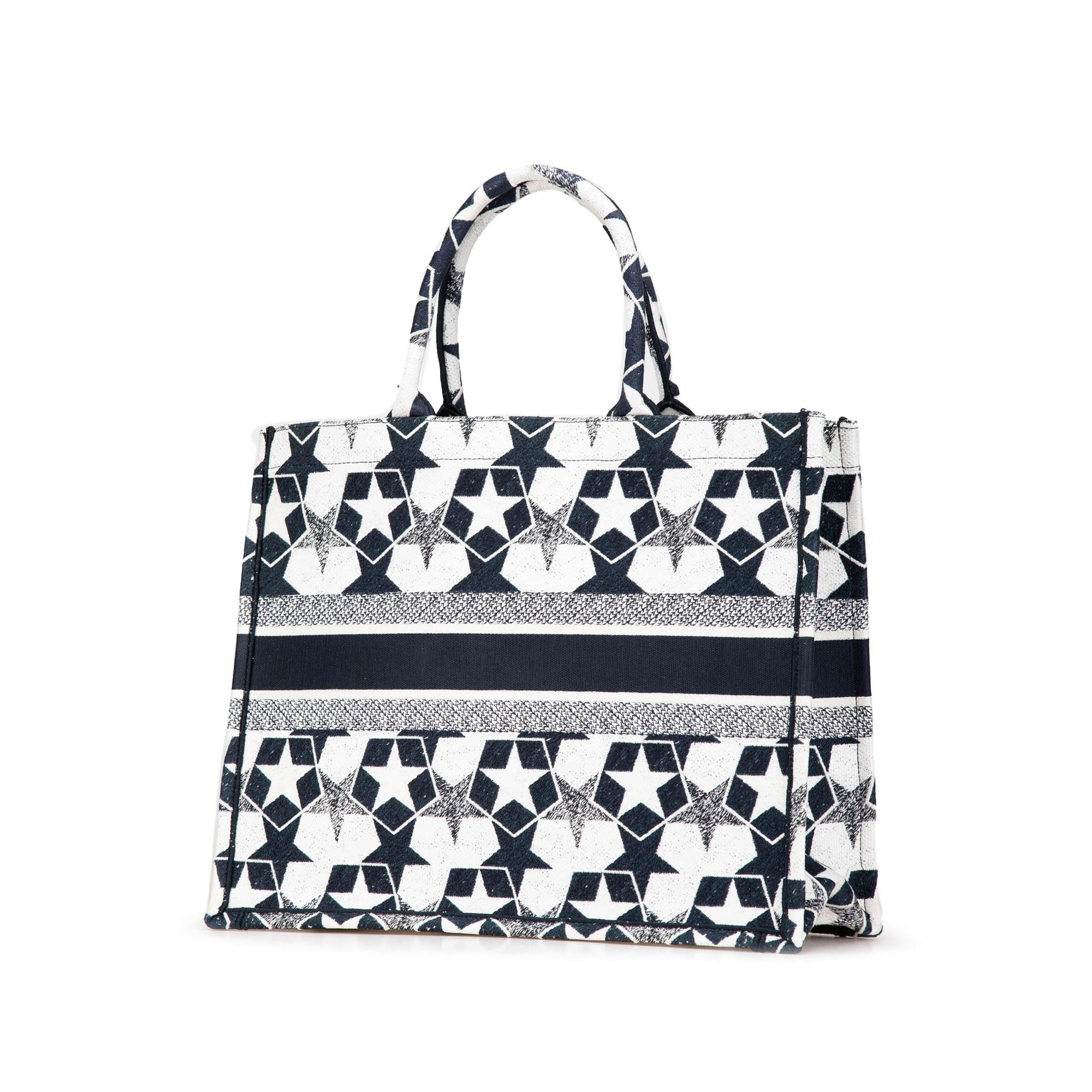 Dior Large Canvas Embroidered Lucky Star Book Tote