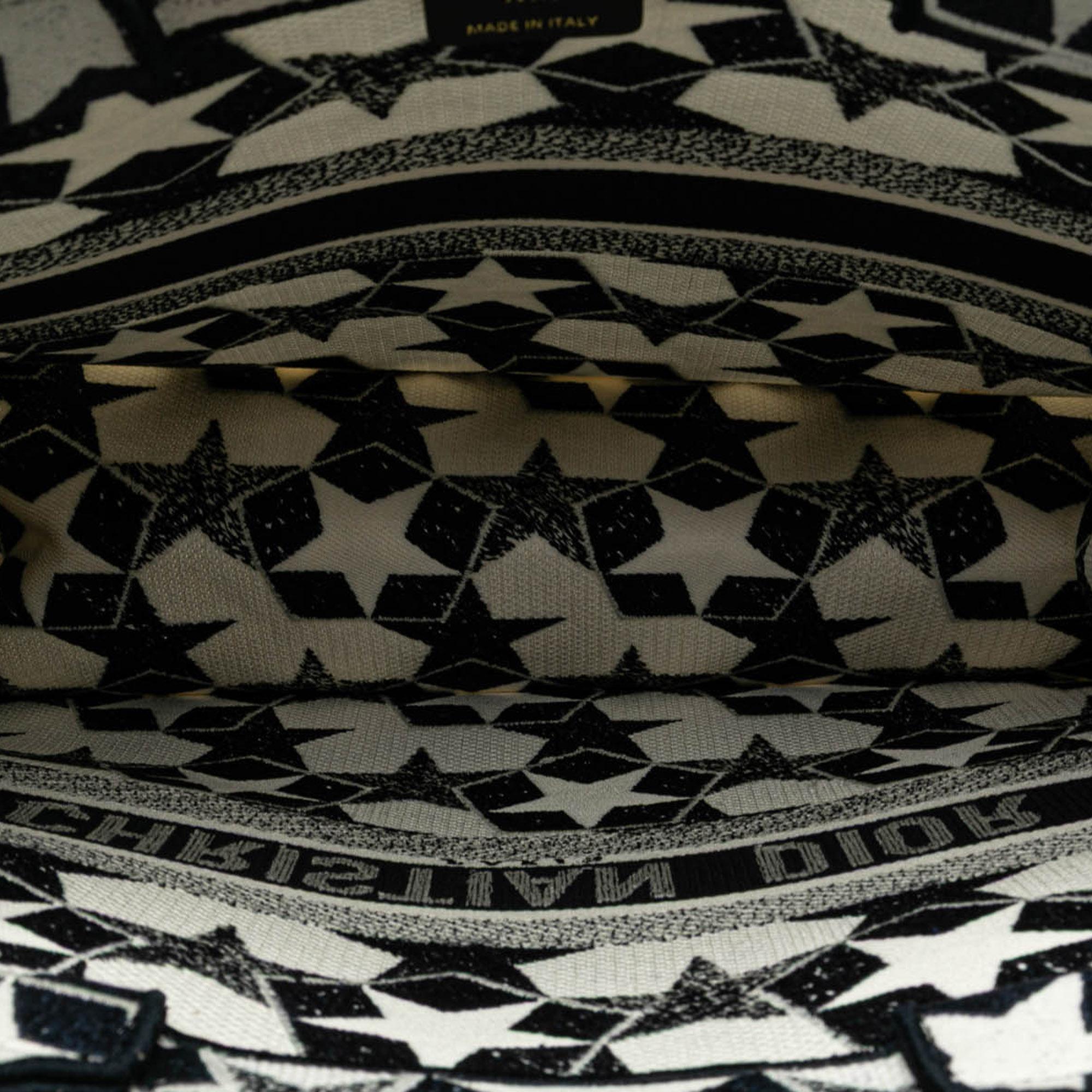 Dior Large Canvas Embroidered Lucky Star Book Tote