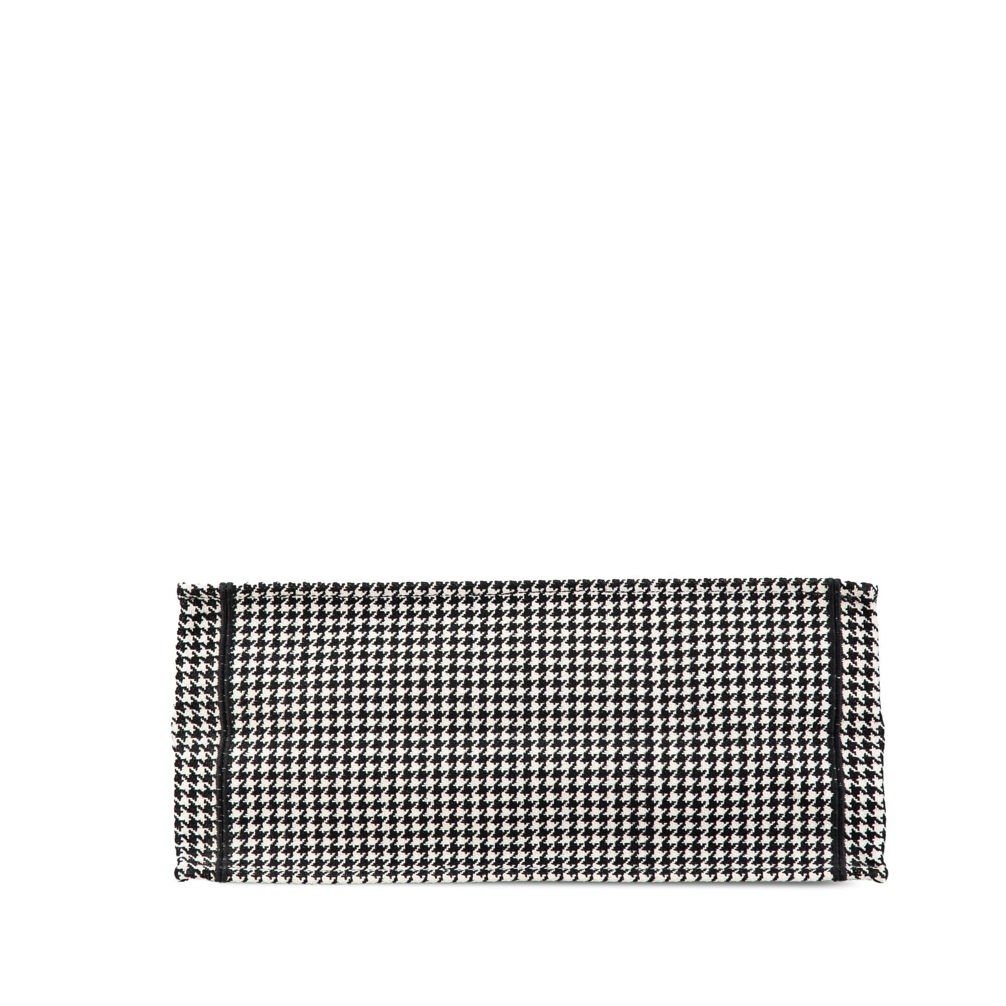 Dior Large Canvas Houndstooth Embroidered Book Tote