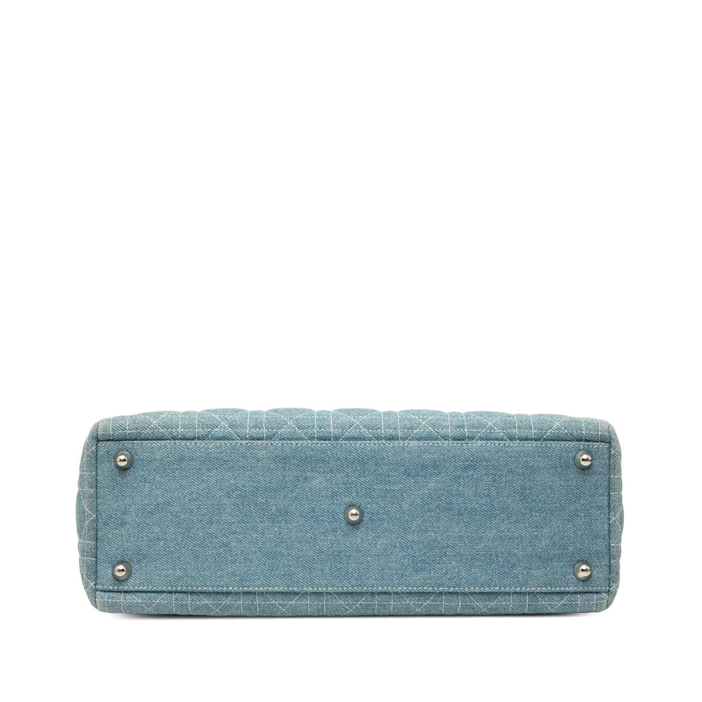 Dior Large Denim Cannage Acrylic Handles Lady Dior