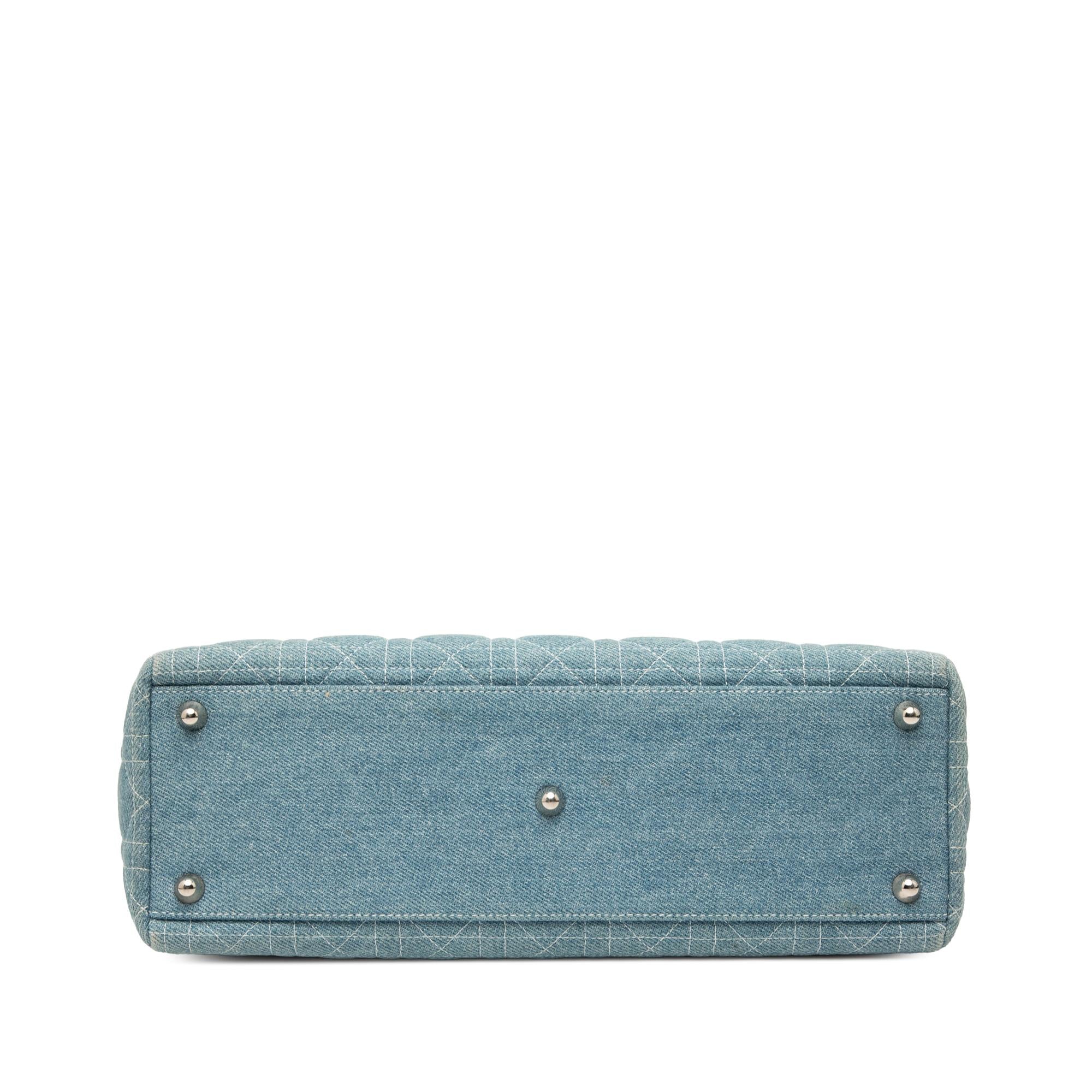 Dior Large Denim Cannage Acrylic Handles Lady Dior