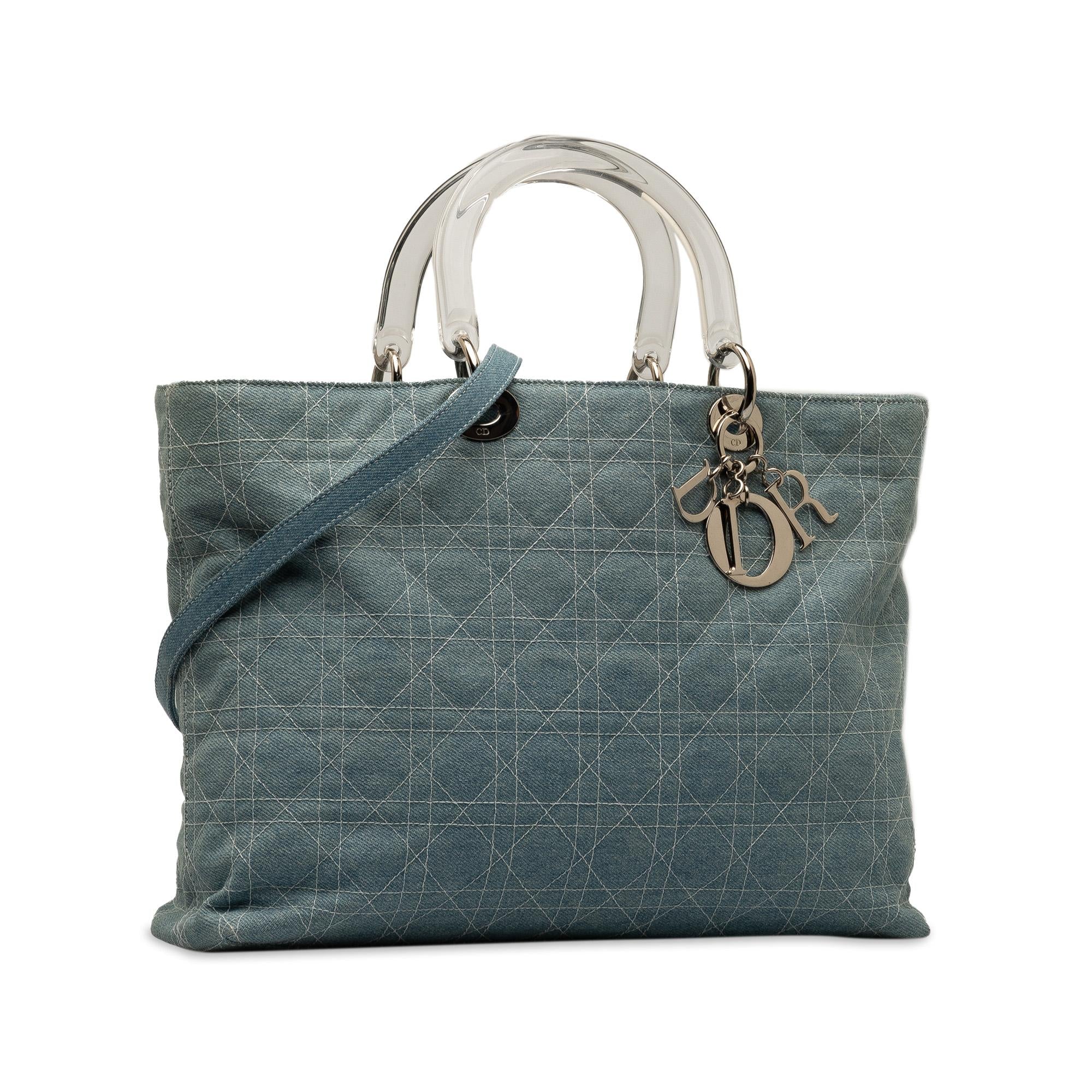 Dior Large Denim Cannage Lady Dior (SHG-9o3eR7)