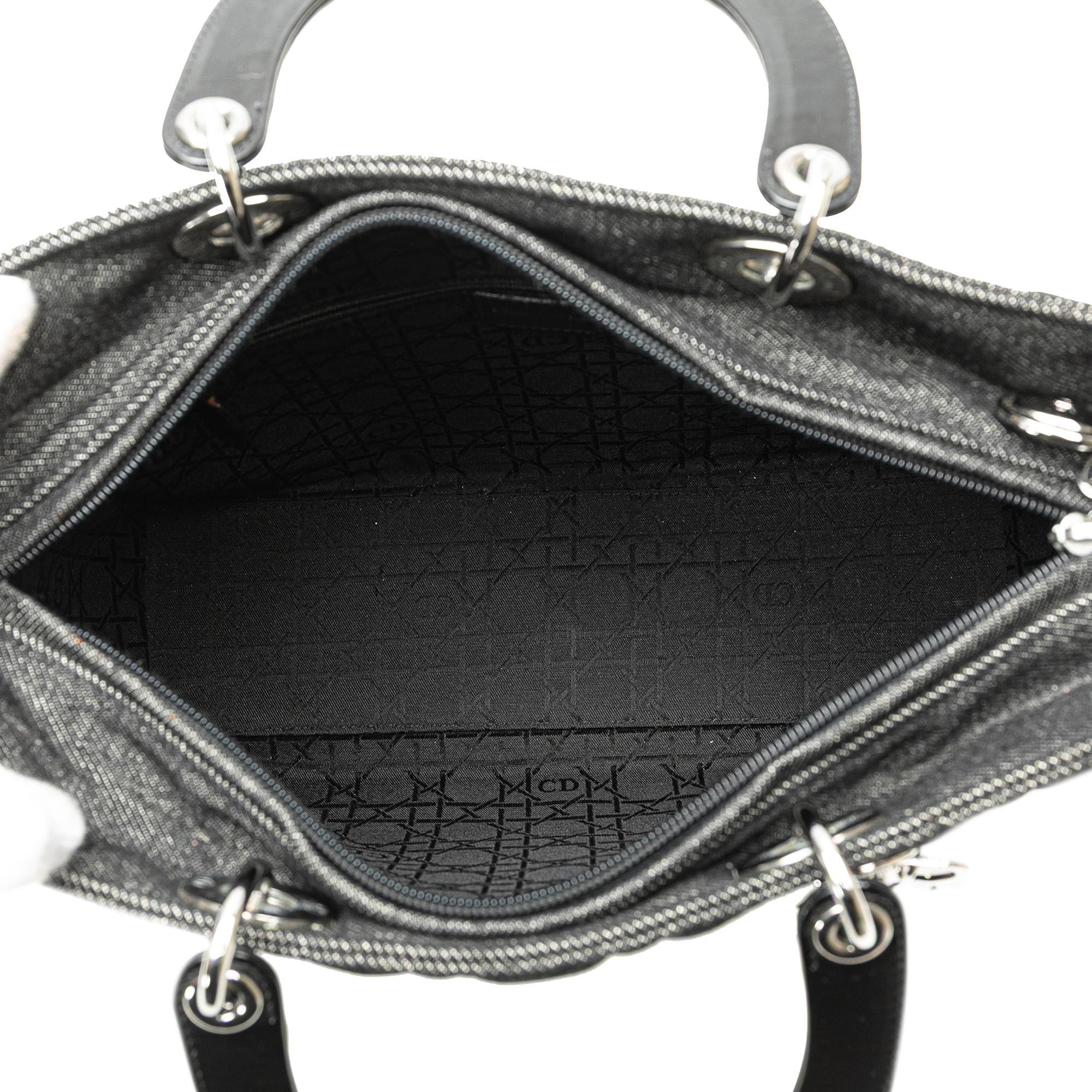 Dior Large Denim Cannage Lady Dior