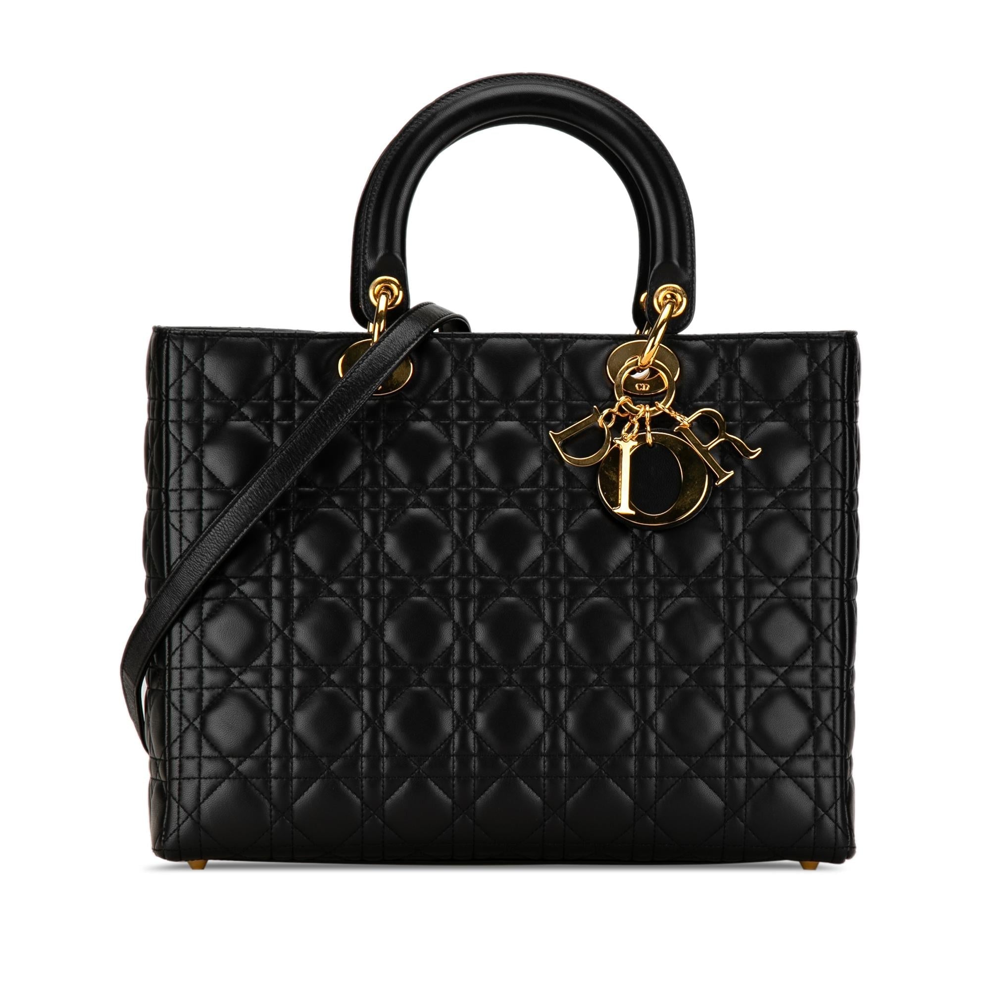 Dior Large Lambskin Cannage Lady Dior (SHG-12hNSl)
