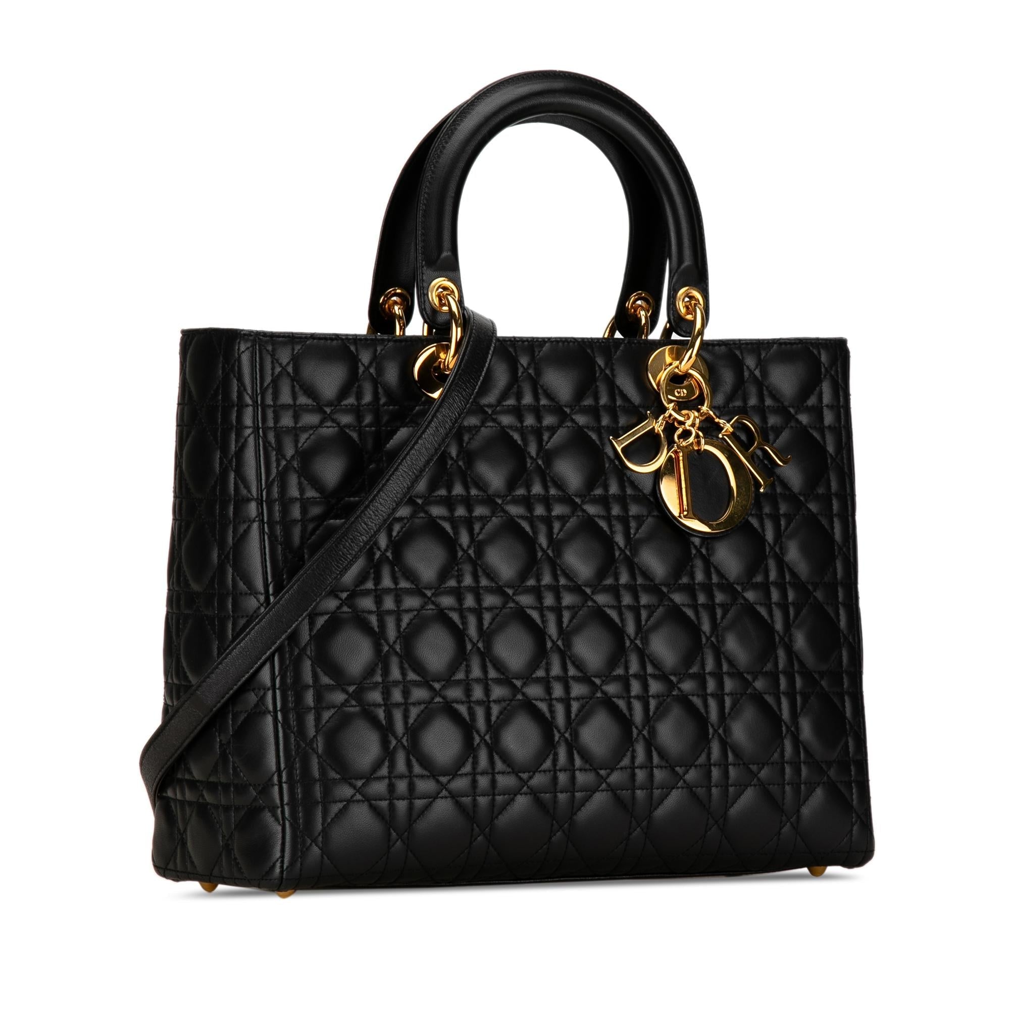 Dior Large Lambskin Cannage Lady Dior (SHG-12hNSl)