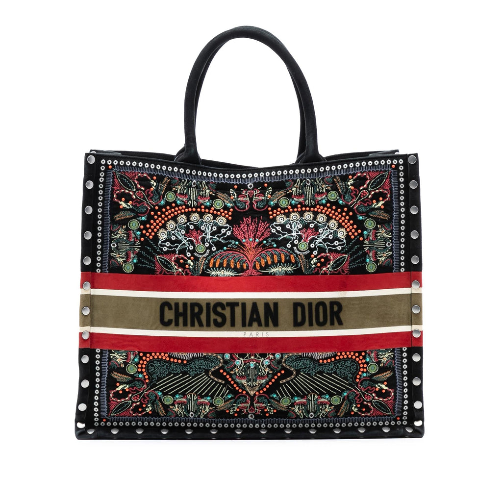 Dior Large Studded Embroidered Velvet Heart Lights Book Tote