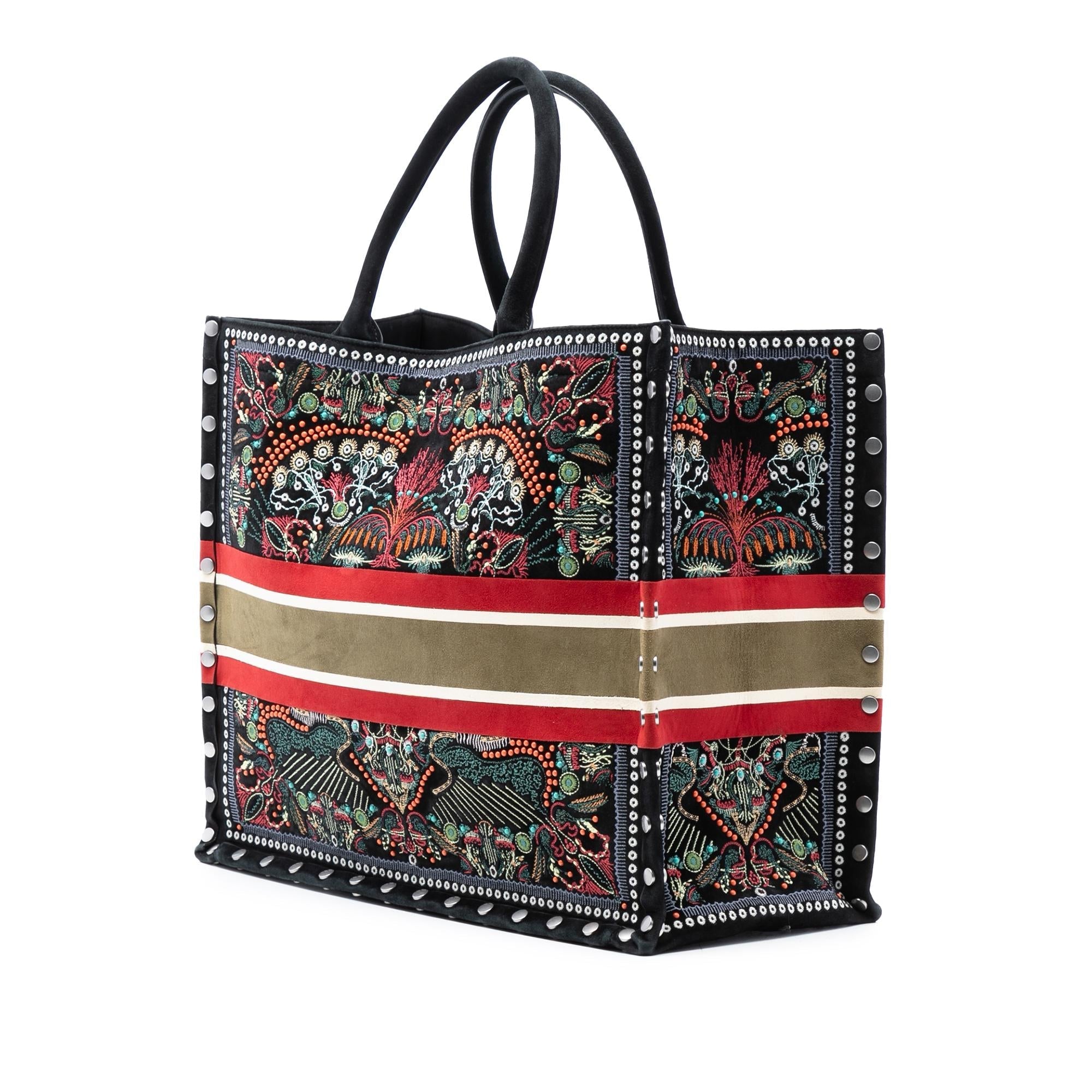 Dior Large Studded Embroidered Velvet Heart Lights Book Tote