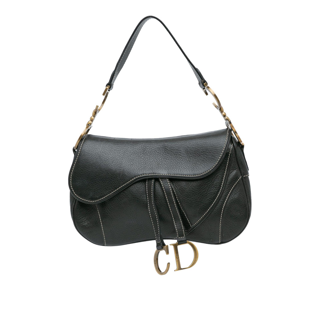 Dior Leather Double Saddle Bag (SHG-OxgLEJ)