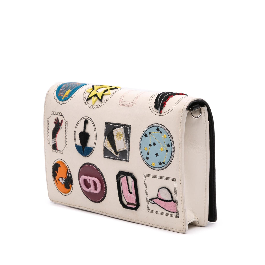 Dior Leather Patch Embellished Wallet on Chain