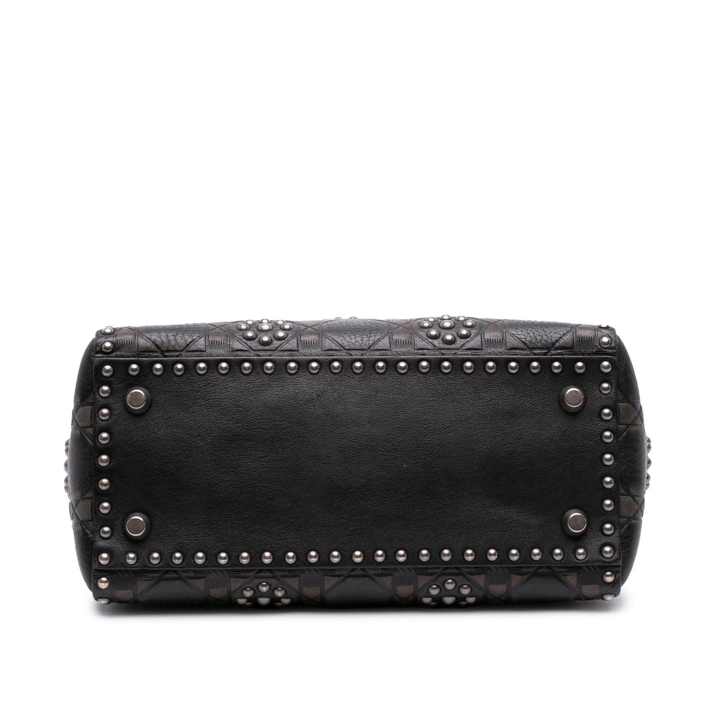 Dior Medium Calfskin Cannage Embossed Flower Studded Supple Lady Dior