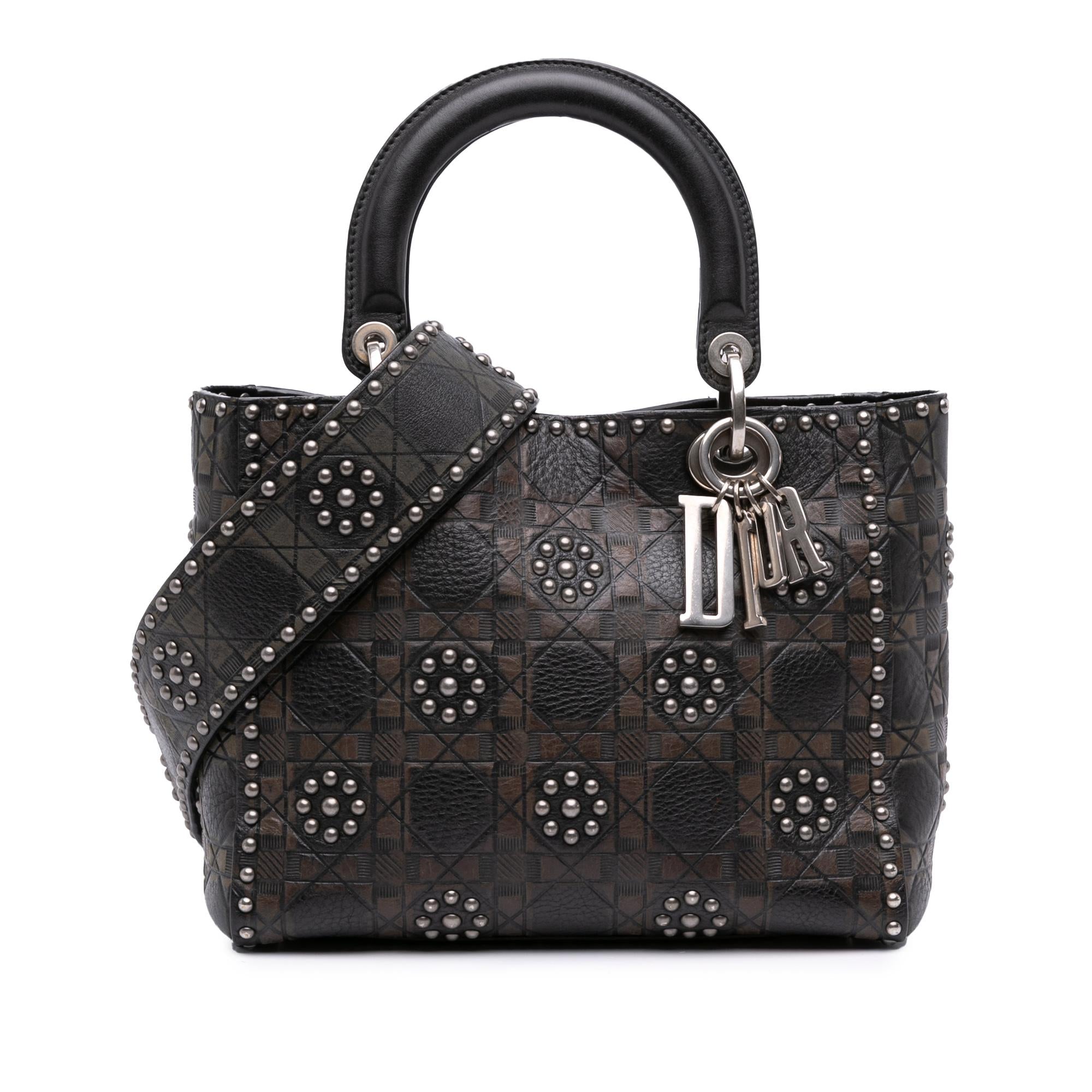 Dior Medium Calfskin Cannage Embossed Flower Studded Supple Lady Dior