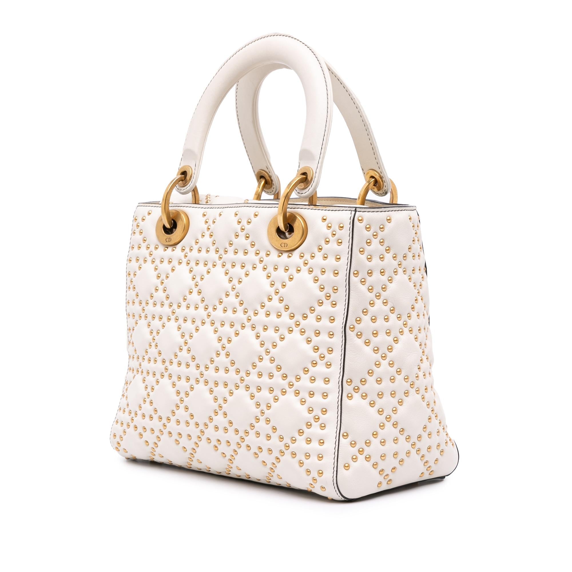Dior Medium Calfskin Cannage Studded Supple Lady Dior