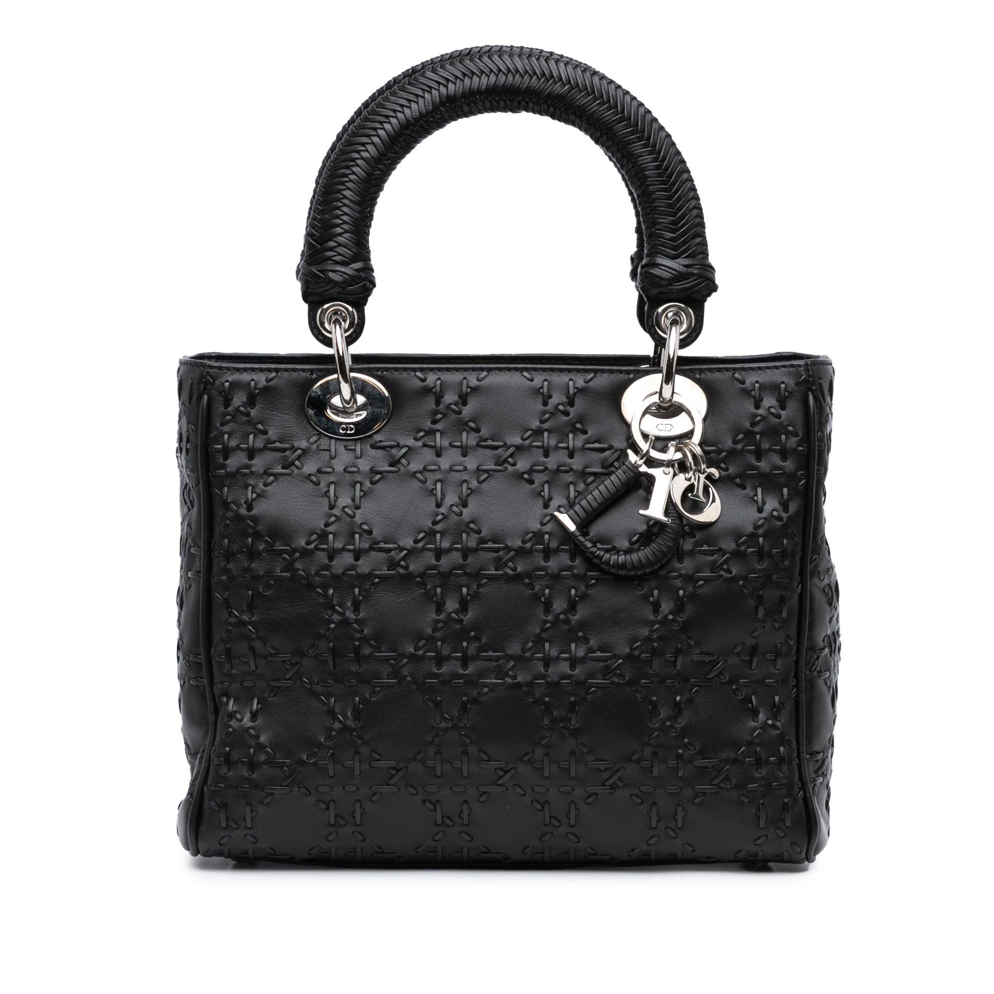 Dior Medium Calfskin Cannage Whipstitch Lady Dior (SHG-kCuMd8)