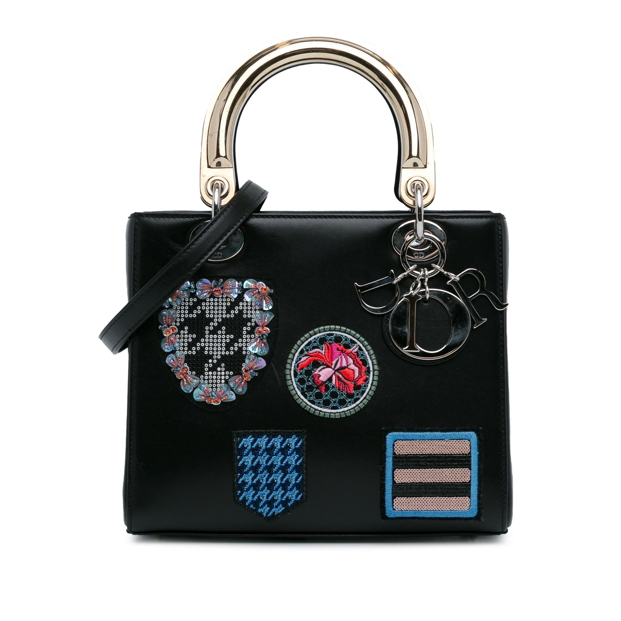 Dior Medium Calfskin Patch Embellished Lady Dior (SHG-ToARgO)