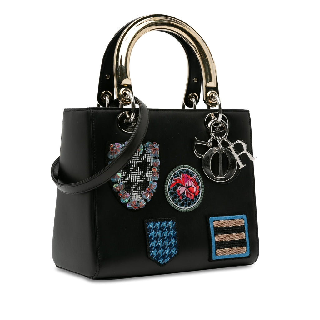 Dior Medium Calfskin Patch Embellished Lady Dior (SHG-GqmXKc)