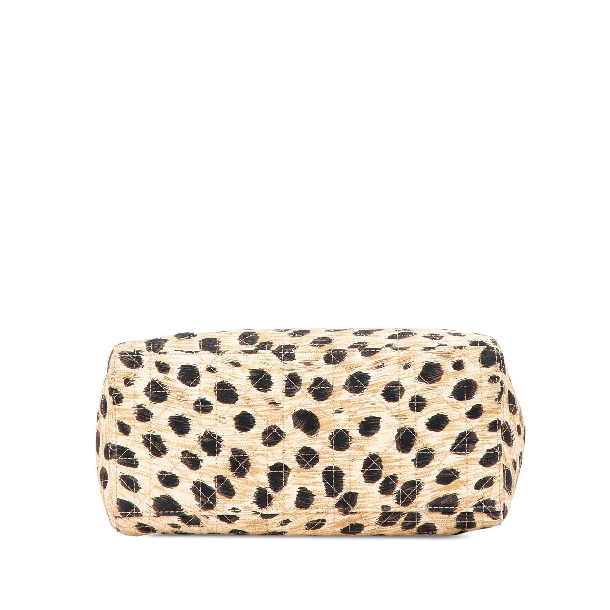 Dior Medium Canvas Cannage Leopard Print Lady Dior