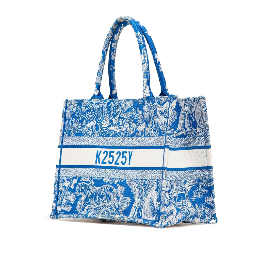 Dior Medium Canvas Embroidered Dioriviera Toile De Jouy Book Tote