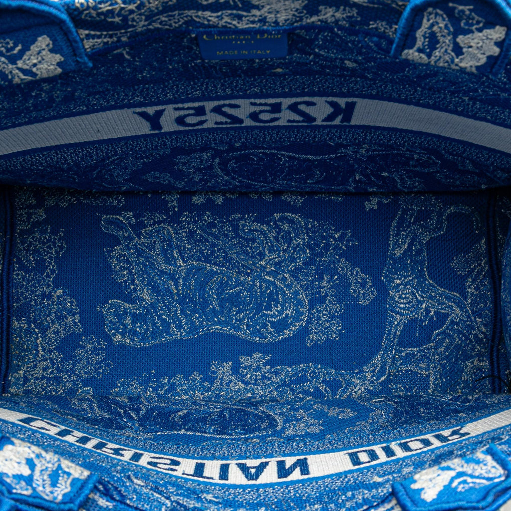 Dior Medium Canvas Embroidered Dioriviera Toile De Jouy Book Tote